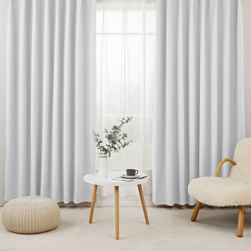 Hansleep カーテン 1級遮光 4枚セット 幅100cm丈220cm アイスグレー 断熱 防寒 防音 省エネ 厚手 無地 おしゃれ 洗える リビング用 (カーテン2枚・レース2枚)