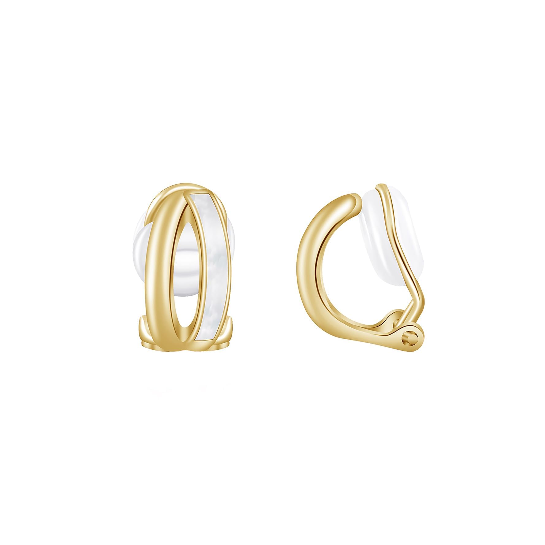 Free bird 痛くないイヤリング レディース 人気 ゴールド 貝殻 シェル クリップイヤリング シルバー925 金属アレルギー対応 ノンホールピアス かわ...