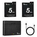 Vemico For DJI Osmo 360バッテリー 2*2100mAh大容量 Action5 Pro互換 LED充電器セット 2個同時充電 アクションカメラ用電池 Action 4/Action 3互換バッテリー オズモアクション5バッテリー 対応