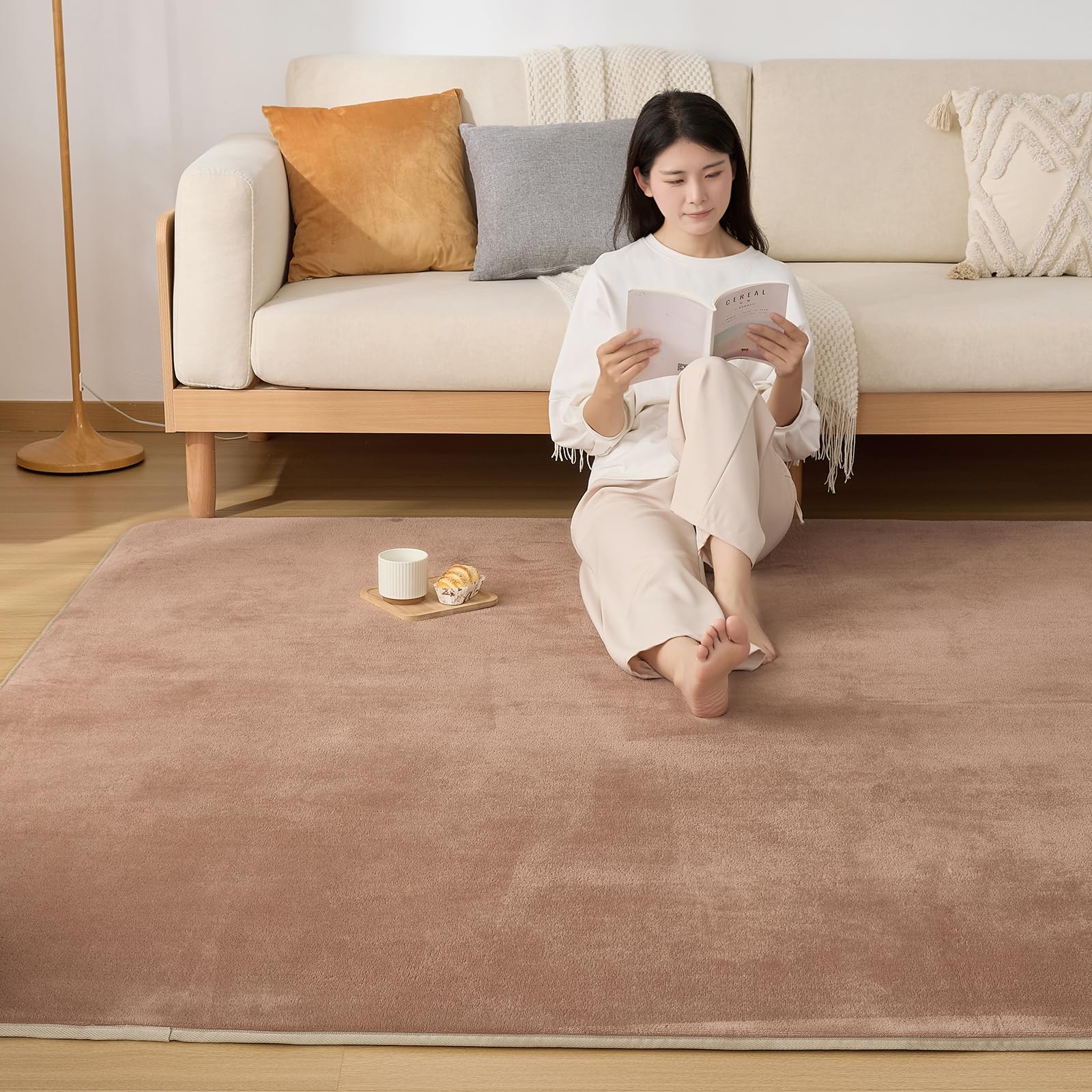 Sun Deco ラグ カーペット 厚手15mm 低反発 ラグマット 200x250cm 約3畳 絨毯 滑り止め付 防音 防ダニ 抗菌 防臭 リビングマット オールシーズン快適 ふわふわ肌触り こたつマット 床暖房・ホットカーペット対応 モカ