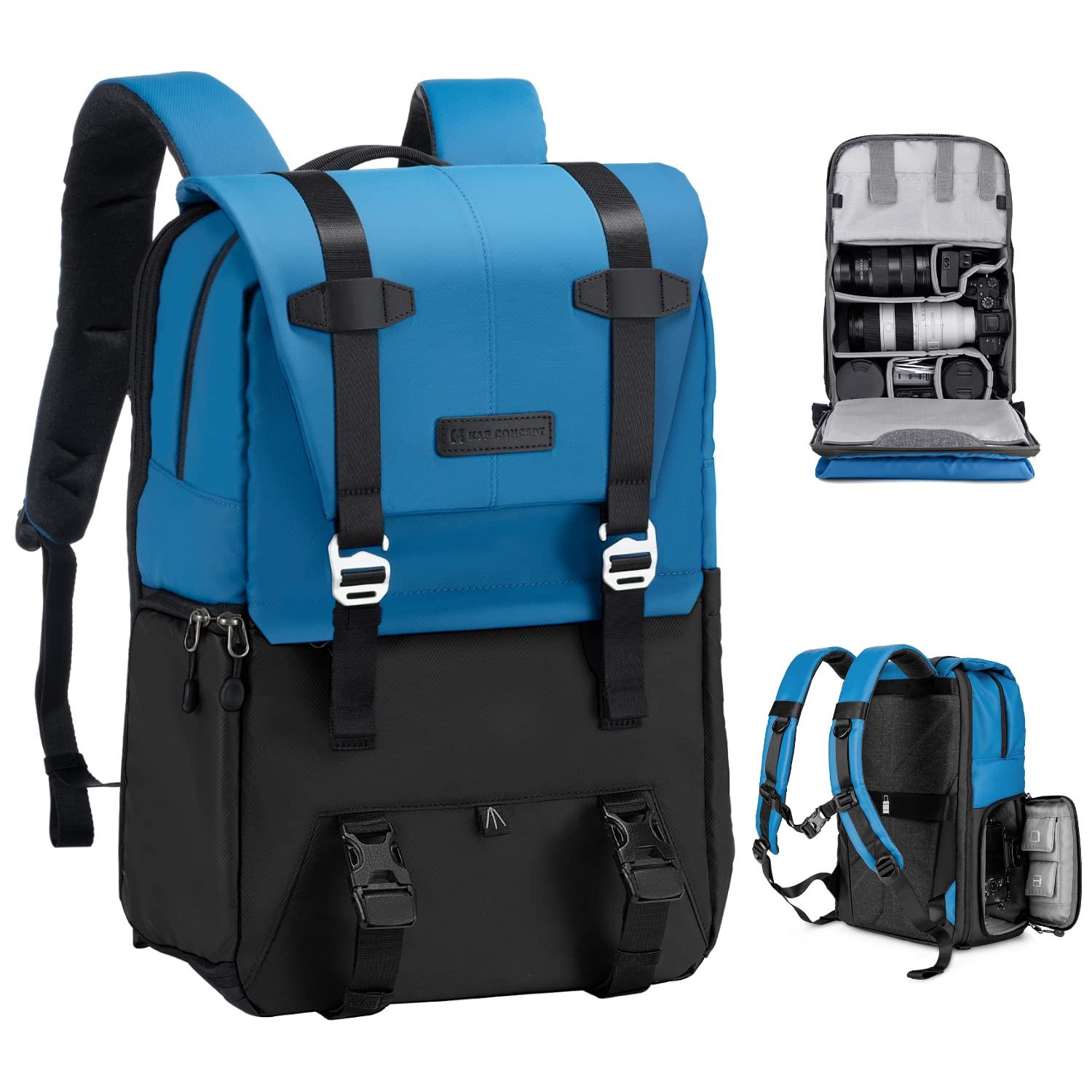 Rakuten - K＆F Concept カメラバッグ おしゃれ カメラリュック カメラバックパック 2気室 20L 大容量 レインカバー付き防水 一眼レフ/DSLRカメラ/レンズ/16インチPC/三脚収納可 出張/旅行/撮影用バッグ
