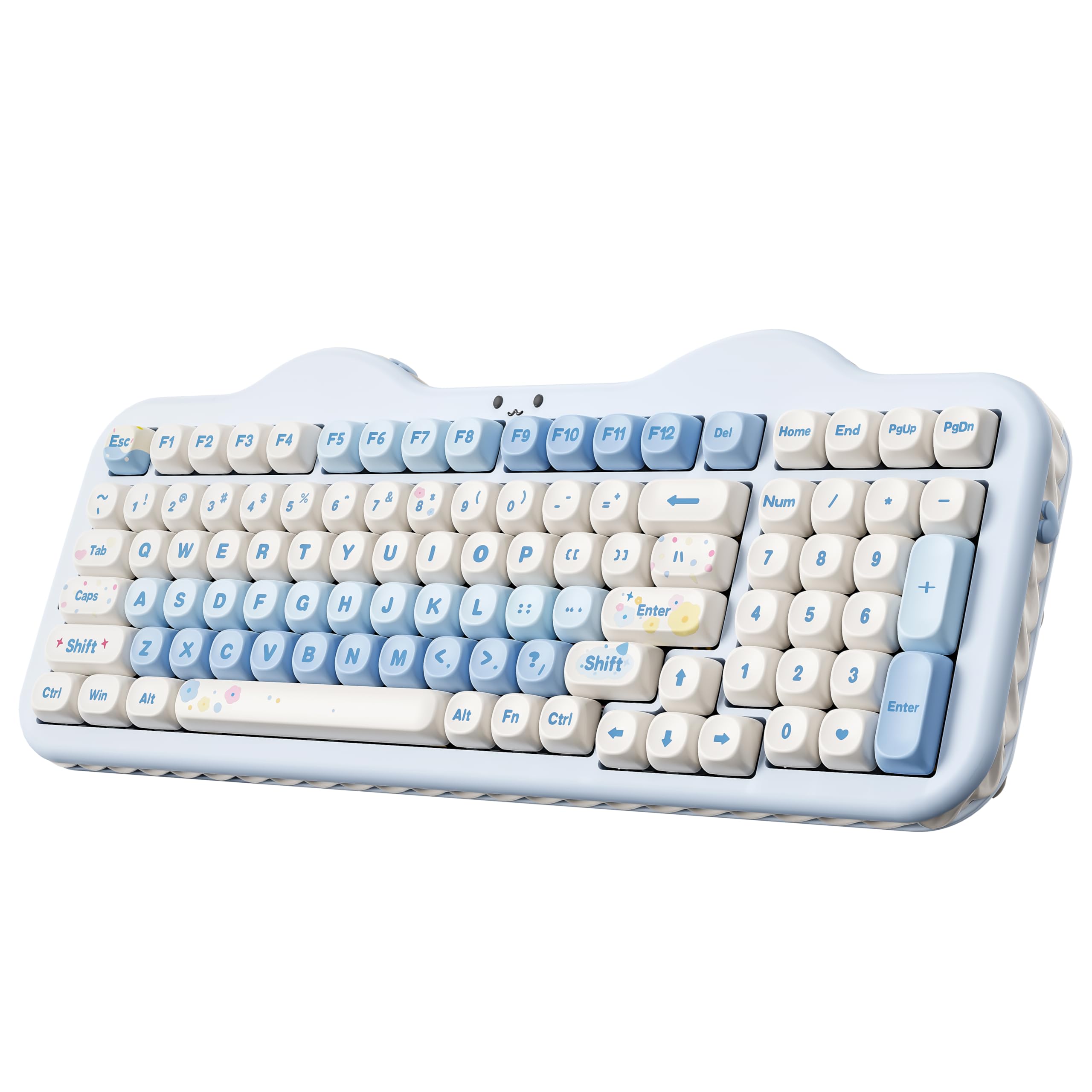 YUNZII C98 ワイヤレスメカニカルキーボードテンキー付き 98キー BT5.0/2.4GHz/USB-C ホットスワップ ガスケットマウント キーボード PBT MOAキーキャップ カスタムRGBバックライト搭載 可愛いケーキ Win/Mac対応