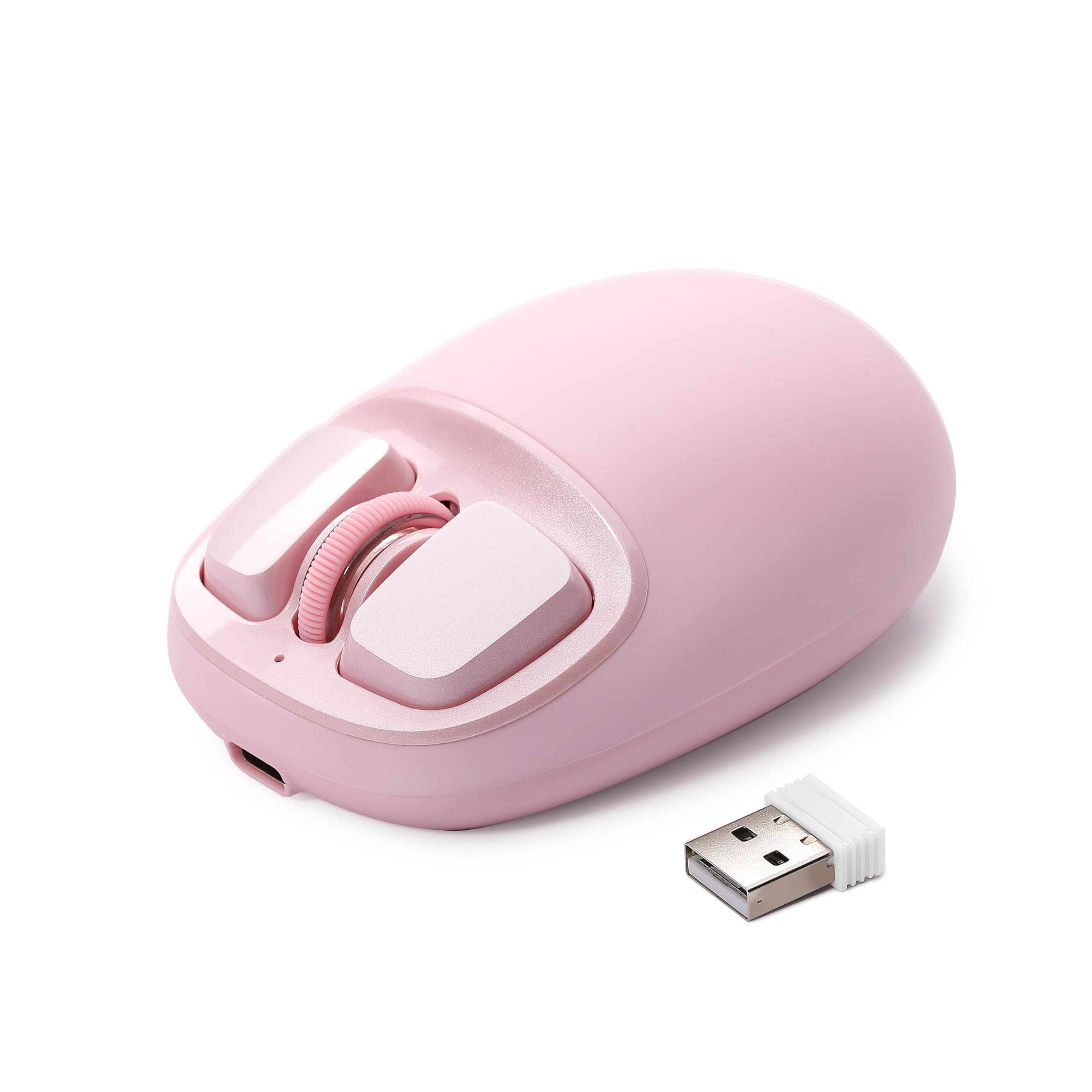 YUNZIIC1ワイヤレスマウスシリコン4800DPI光学トラッキング6段階調整3モード(2.4G/USB-C/Bluetooth)対応カスタマイズ可能ノートパソコンiPadMacBook用技適認証取得(ピンク)