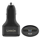 LinkOn 84W USB-C車用充電器 60W PD3.0および18W QC3.0 PPSポート マックブック サムスン MacBook HP Dell Lenovo MSI ASUS Acer iPhone iPad Huawei FCP SCPアッ