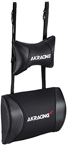 AKRacing クッションセット 交換用ヘッドレスト+ランバーサポートセット PUレザー カーボン