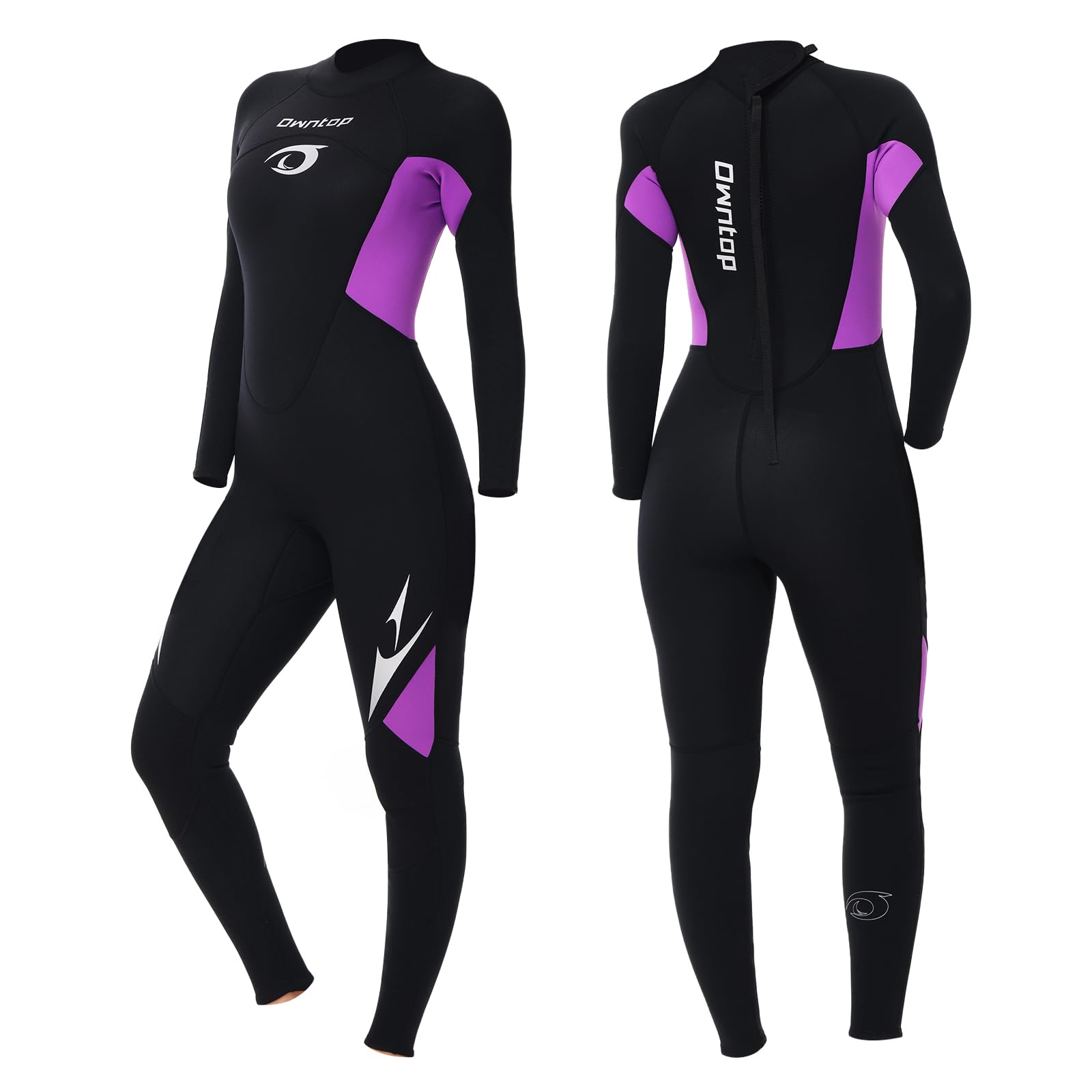 Owntop ウェットスーツ フルスーツ レディース 3mm ストレッチ ネオプレン素材 日焼け止め UVカット 保温 ワンピース ダイビング サーフィン フィッシング マリンスポーツ 女性 ウォータースーツ、ディープパープル S