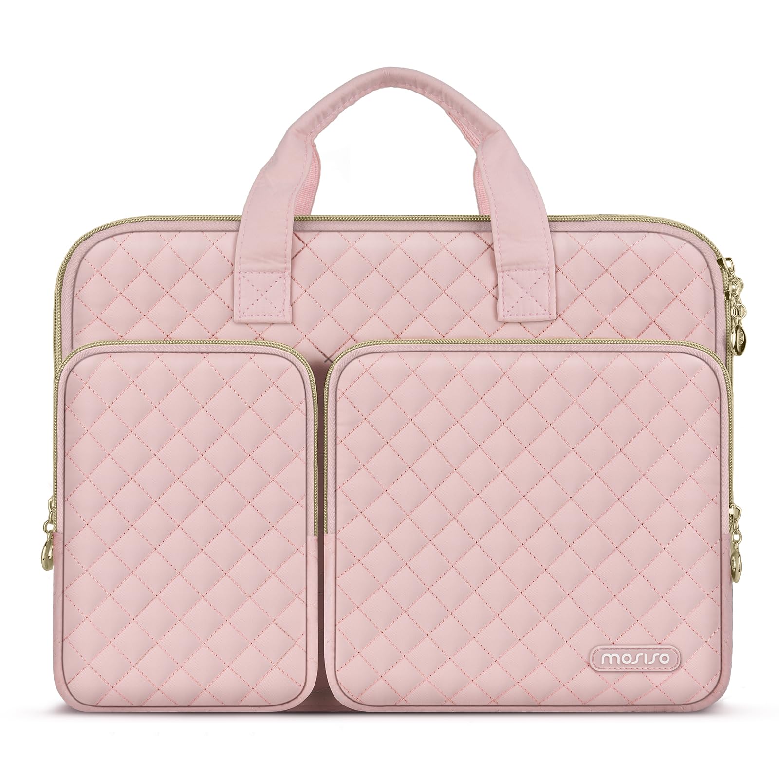 Rakuten - MOSISO 360 保護 PCケース 16インチ、15-15.6インチ ラップトップバッグ 対応機種 MacBook Air 15 M4 M3 M2/Pro 16 M4 M3 M2 M1、2つポケット ＆ 取っ手付 ＆ ベルト付き 正方形 キルティングバ