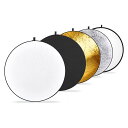 NEEWER 51"/130cm ライトレフ板 5in1(半透明/銀/金/白/黒) 折りたたみ式 マルチディスク バッグ付き スタジオ写真照明/屋外照明に適用