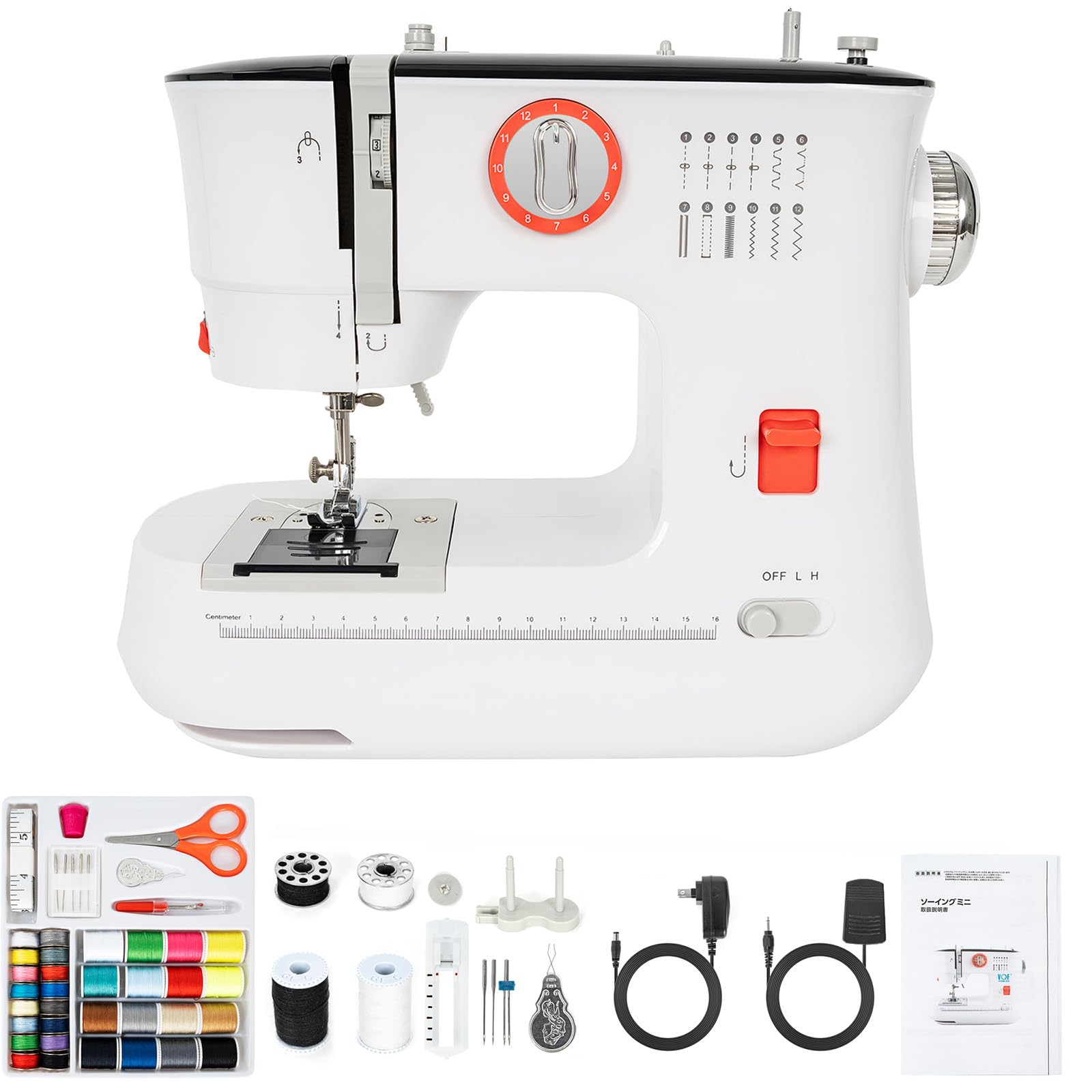 BQKOZFIN ミシン 小型 電動ミシン 初心者向け sewing machine 42PCS裁縫セット付き 返し縫い 家庭用 日..