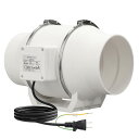 BreeRainz ダクトファン Φ150mm 強力 ダクト用換気扇 風量620m・/h 大風量 省エネ 低騒音 排気ファン 中間取付 塗装ブース用 家焼肉 家庭用 業務用 排風機 丸形タイプ 110V 日本仕様電源プラグ (150mm)