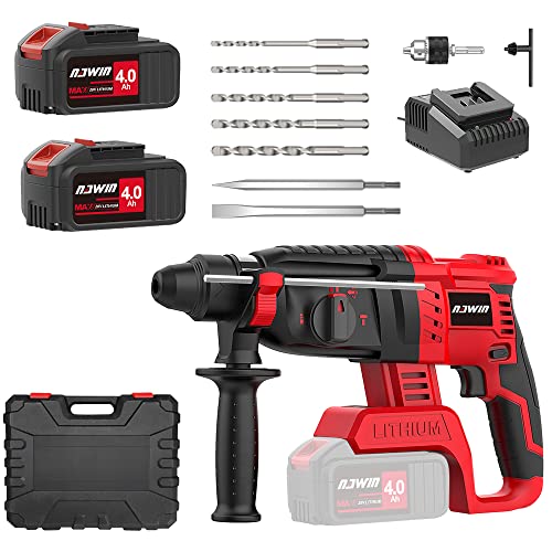 ナウィン 20V充電式ハンマードリル バッテリー2個付 コードレスハンマードリル 振動ドリル ブラシレス..