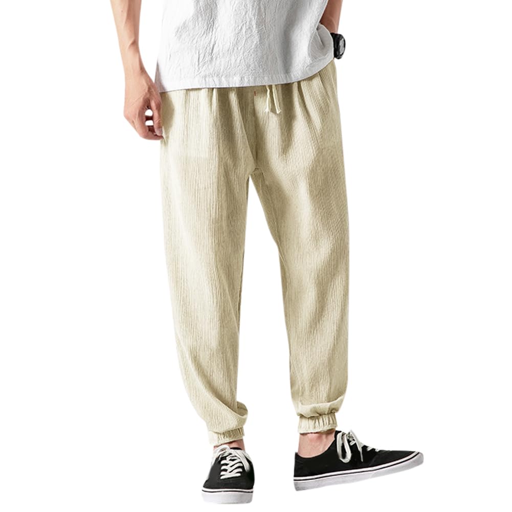 [YFFUSHI] サルエルパンツ メンズ 麻ズボン ロングパンツ スラックスリネン カジュアル 無地 7色 裾リ..