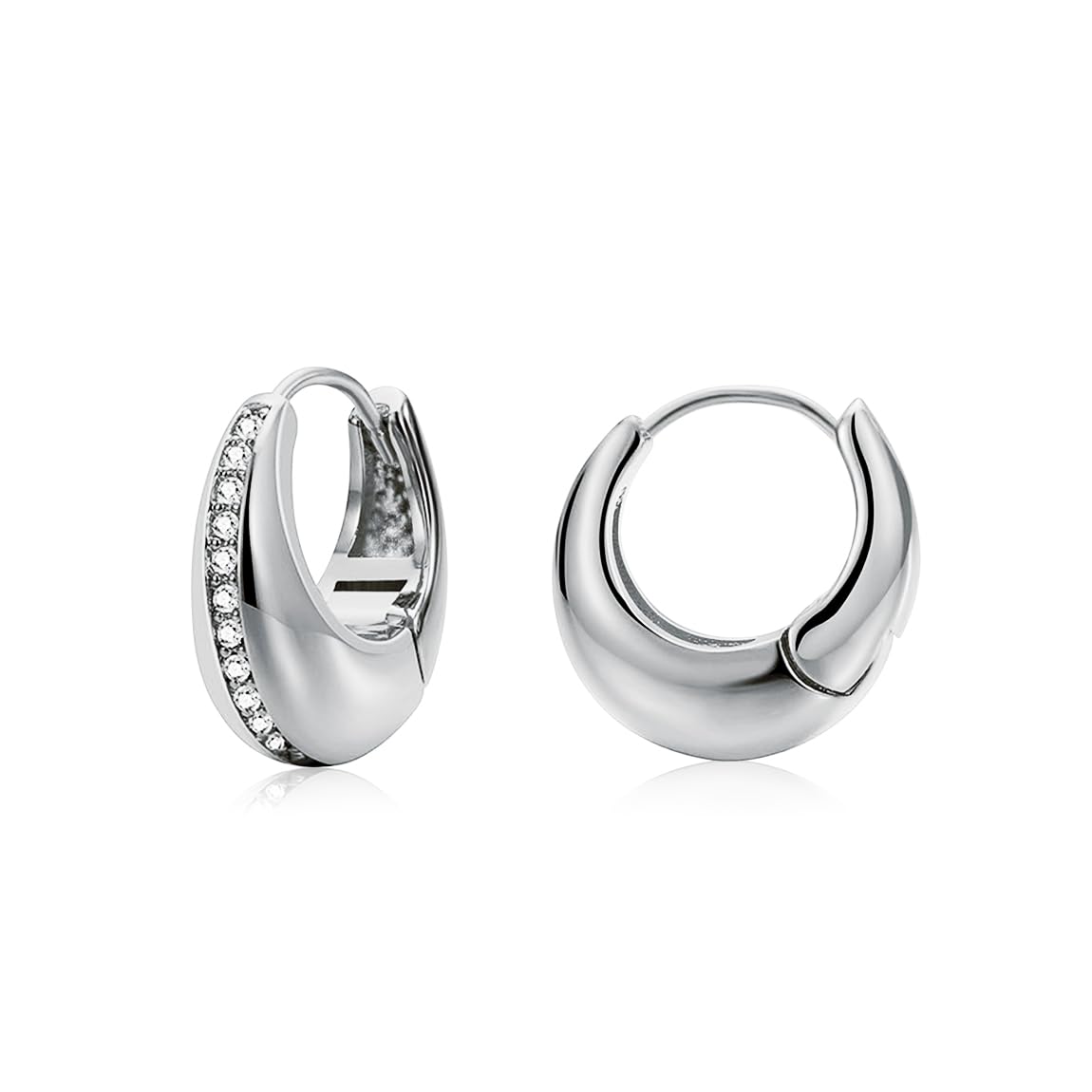 Free bird 大ぶり フープピアス レディース リング ピアス 金属アレルギー対応 ジルコニア フープピアス シルバー 大きめ 誕生日母の日 母の日のプレ...