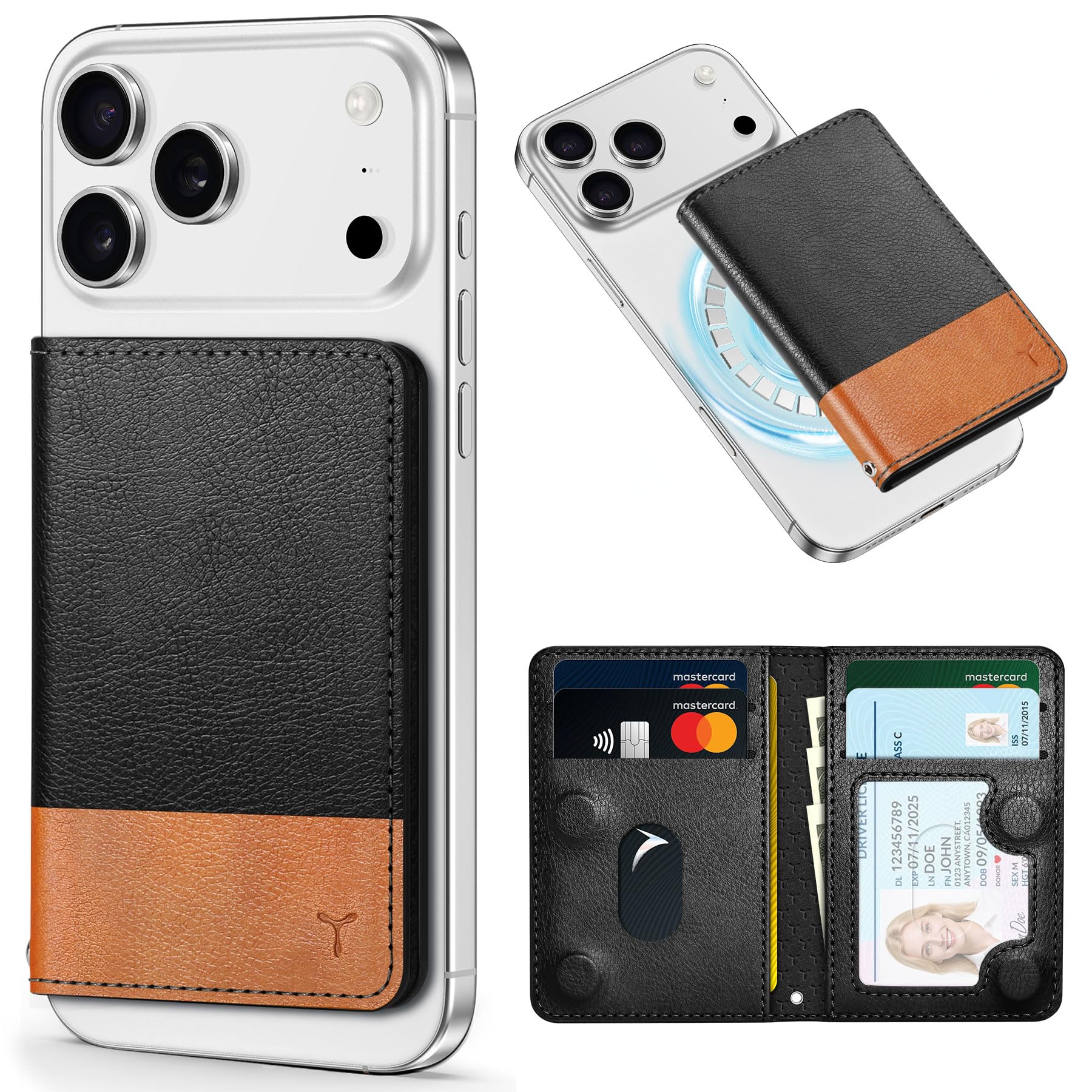 Rakuten - [TUCCH] スマホ カードケース 磁気吸着 6枚カード収納 [RFIDブロッキング] PU合皮 脱着簡単 軽量 背面 カードウォレット 磁気ウォレットケース iPhone17/16/15/14/13/12シリーズ対応 グラファイト&ライトブラウン
