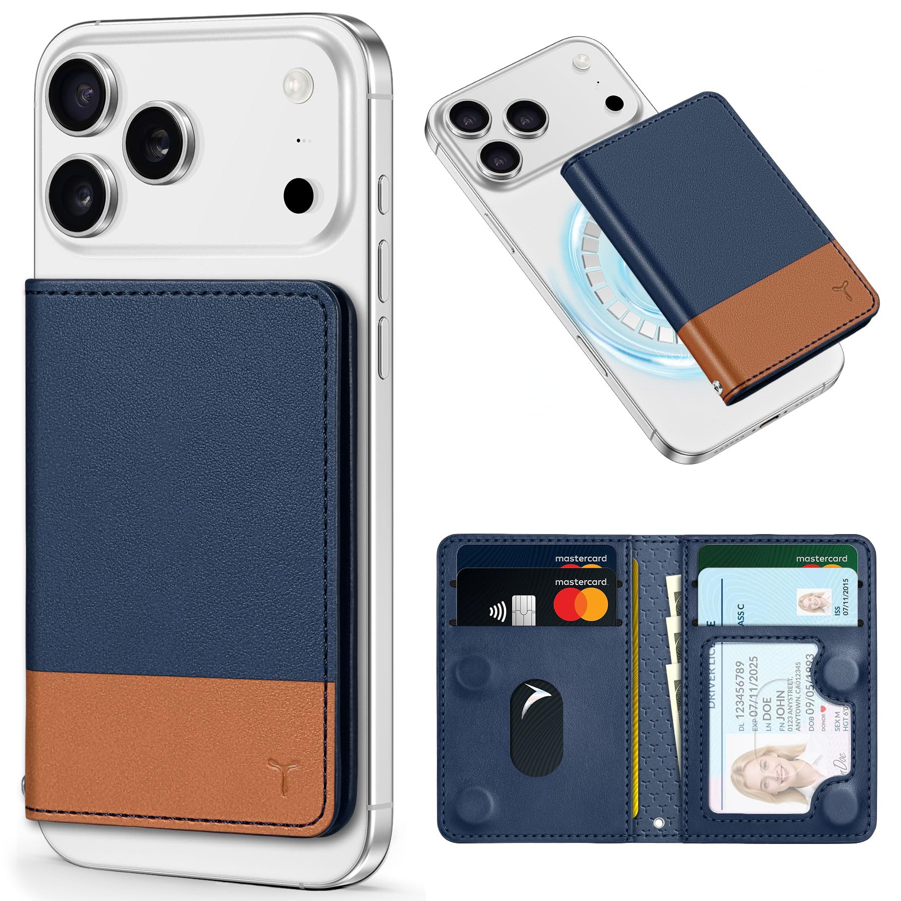 Rakuten - [TUCCH] スマホカードケース 磁気吸着 6枚カード収納 [RFIDブロッキング] PU合皮 脱着簡単 軽量 背面 カードウォレット 磁気ウォレットケース iPhone17/16/15/14/13/12シリーズ対応 ダークブルー&ブラウン