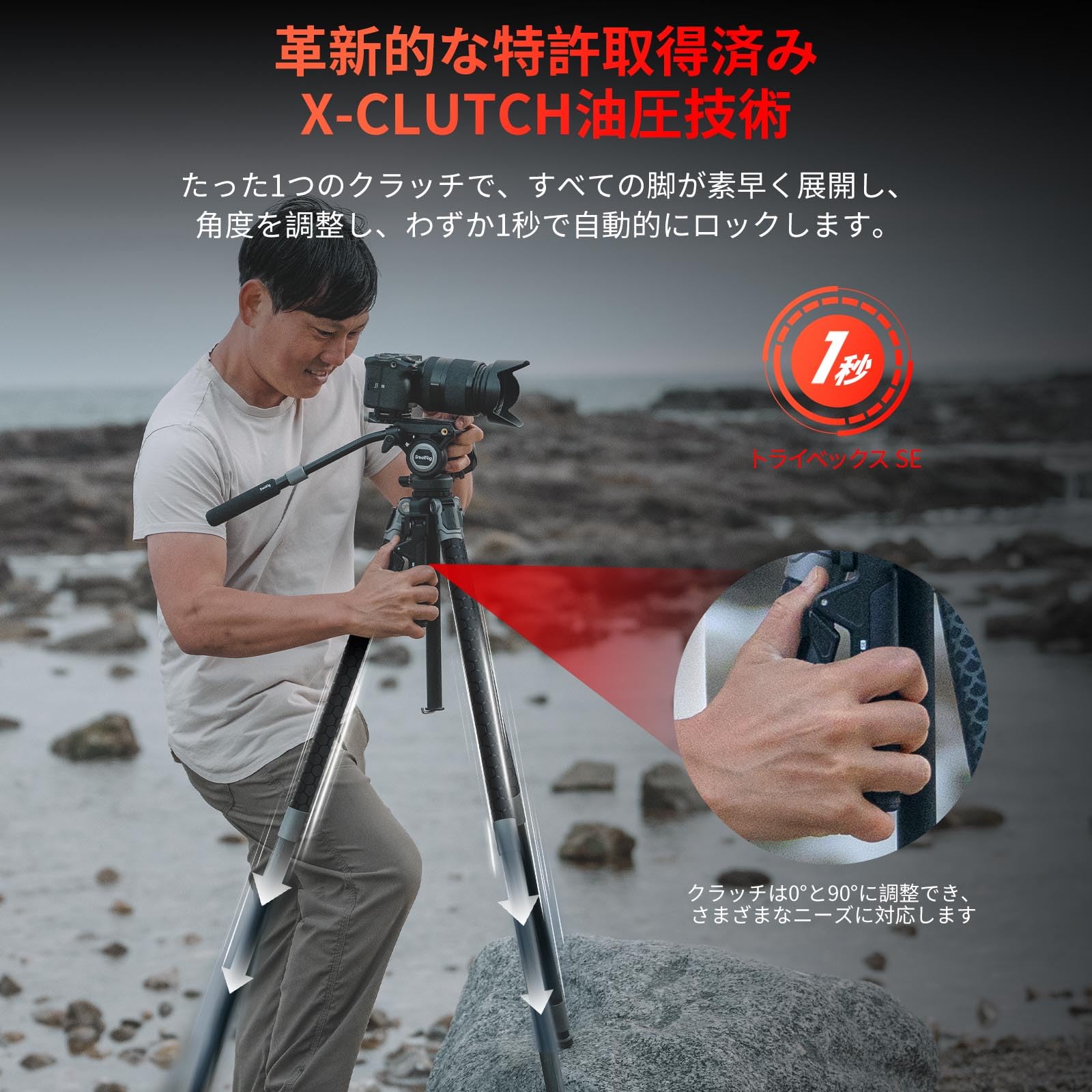 SmallRig x Potato Jet TRIBEX SE 油圧式アルミカメラ三脚 高速伸縮カメラビデオ三脚 ビデオフルードヘッド付き 耐荷重6kg 最大高さ166cm インタビュー/結婚式/風景撮影に最適なプロ仕様ビデオ三脚 5305 2