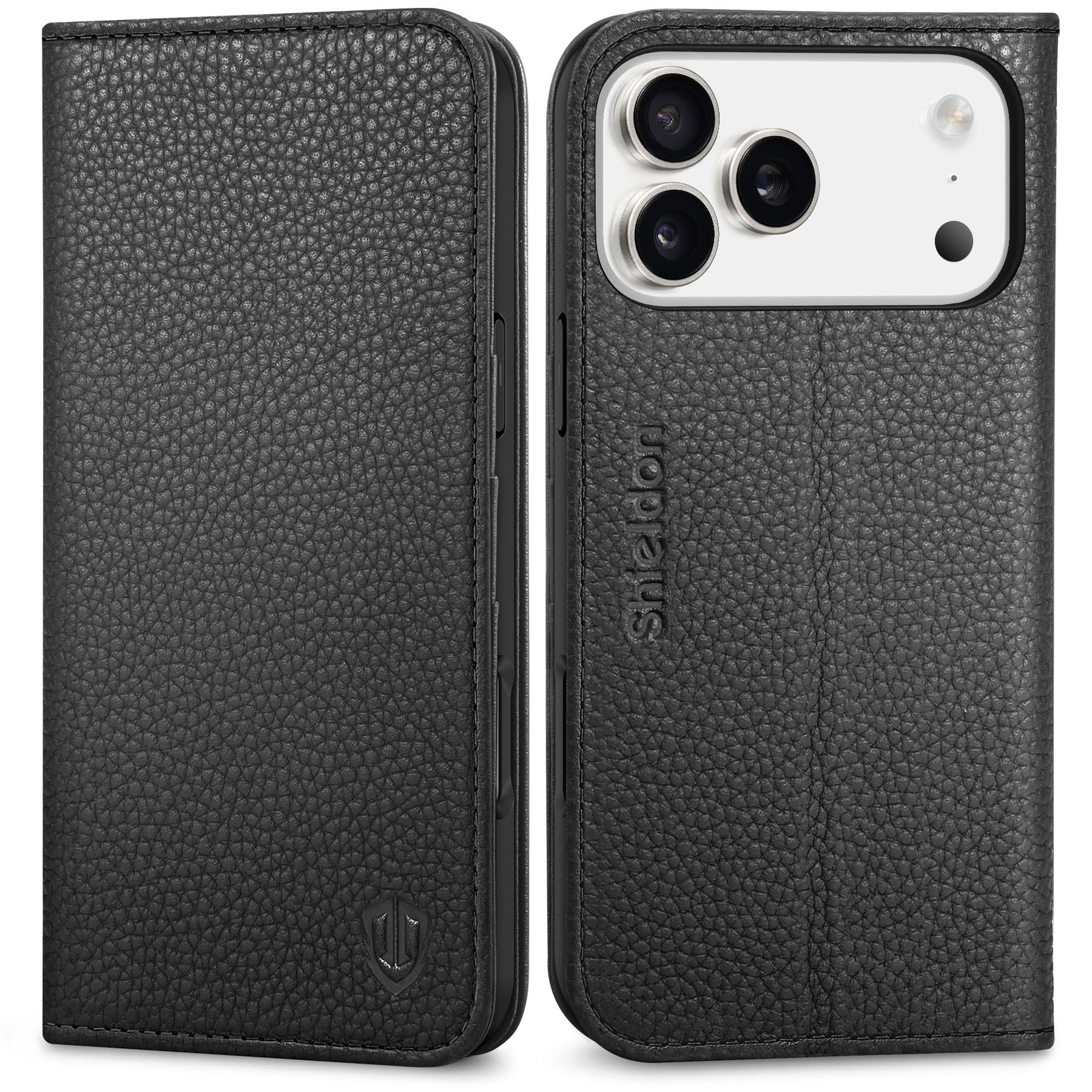 SHIELDON iPhone 17ProMax 対応 手帳型ケース 本革レザー 6.9インチ 5G TPU素材 カード収納 [RFIDブロッキング] 横置きスタンド機能 マグネット内蔵 ストラップ穴付き 衝撃吸収 あいふぉん 17プロマックス 対応 スマ