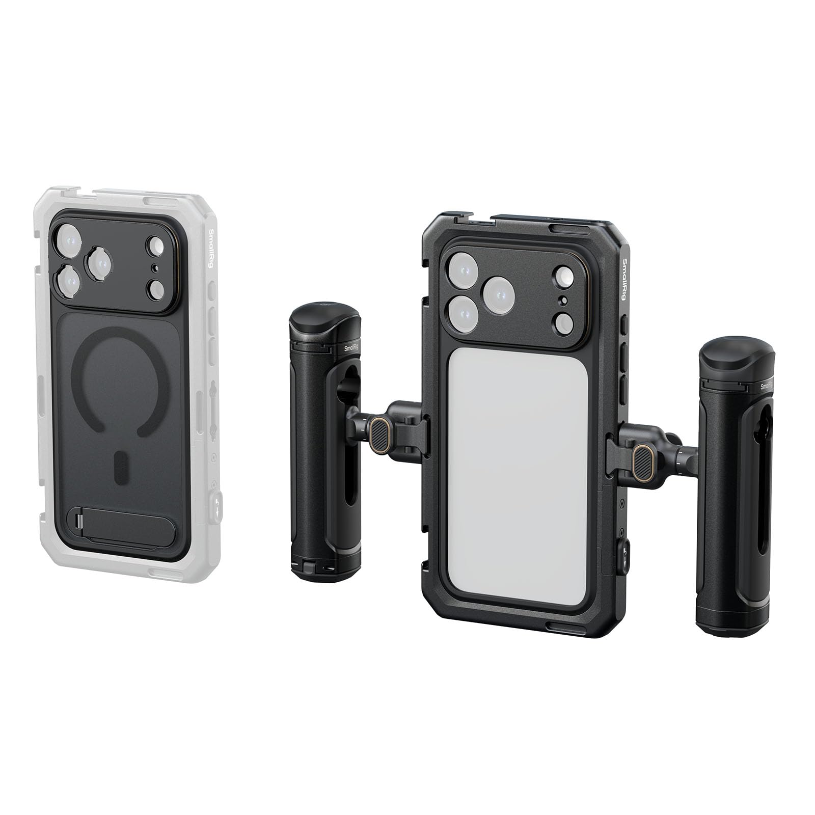 Rakuten - SmallRig iPhone 17 Pro用 スマホビデオケージ デュアルハンドヘルドキット ワイヤレスクイックリリースサイドハンドル、17mmTマウントレンズバックプレート付き スマートフォンリグ ビデオ録画/YouTube/ライブストリーミング/Vl