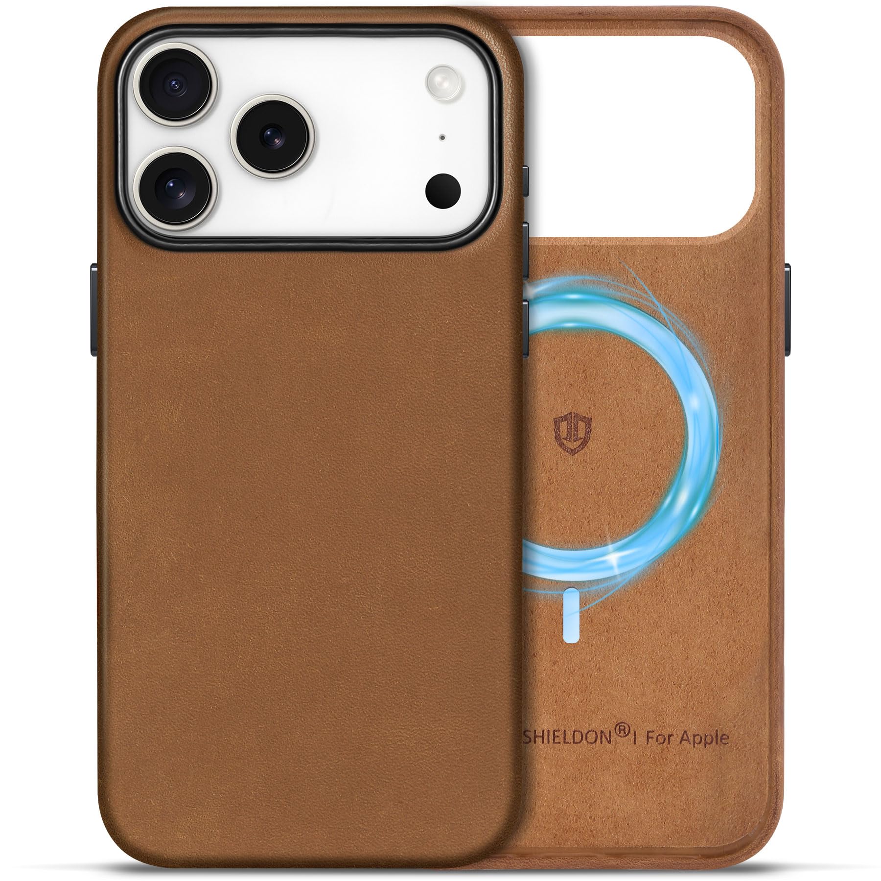 SHIELDON iPhone 17ProMax 対応 ベーシックケース クレイジーホースレザー 6.9インチ 5G 薄型 ワイヤレス充電対応 磁気充電可 背面保護 軽量 滑り止め 指紋防止 耐久性 カメラ保護 携帯便利 アイホン17プロマックス 対応 ス