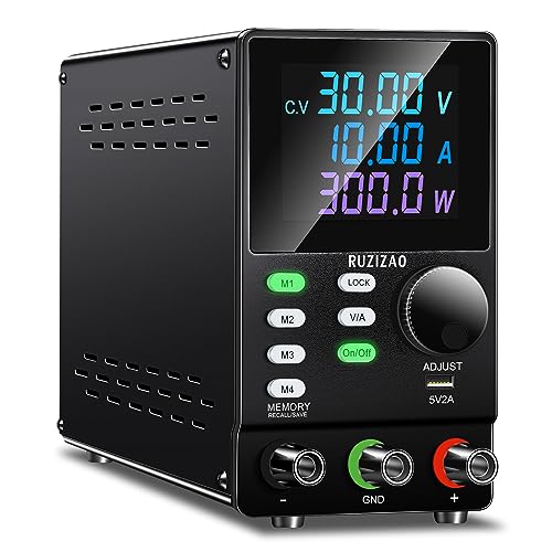 RUZIZAO 超高級 安定化電源 0~30V 0~10A エンコーダ微調整 300W スイッチング電源 PCソフトウェア付 可変直流安定化電源 電気制御機器 4桁電圧電流表示 自動切替 高精度 パワーディスプレイ 低雑音直流電源 研究実験室用 テスト修理