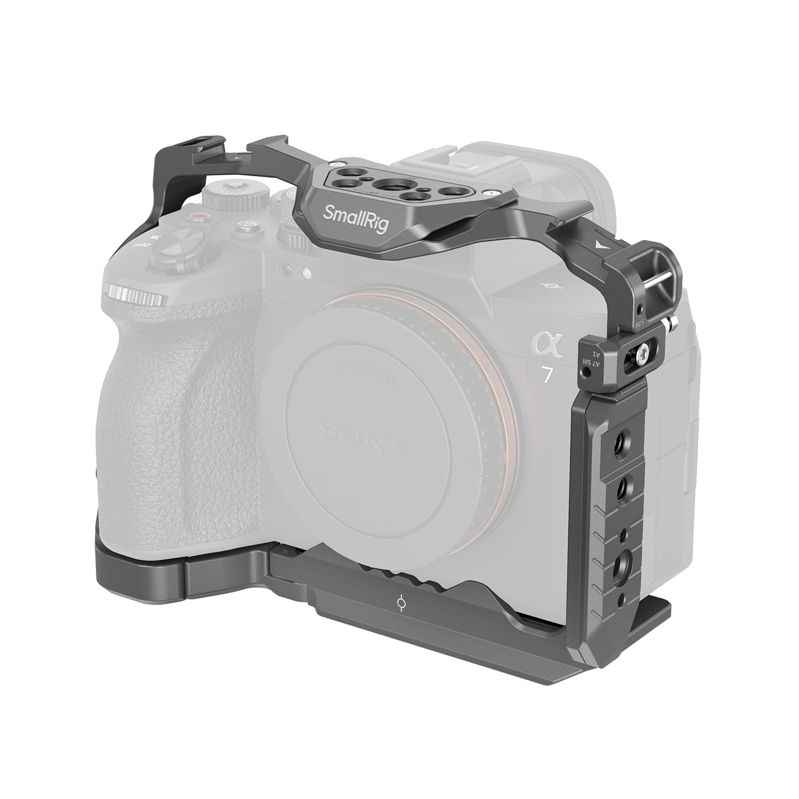 SmallRig クイックリリースケージ Sony対応A7R V/A7 IV/A7S III/A7R IV/A1 用 特許取得済みの HawkLock スタイル コールドシュー/NATO レール/アルカ用クイックリリースプレート付きカメラケージ フルアクセ