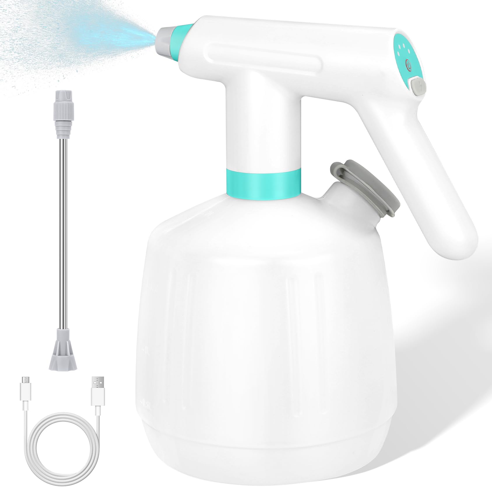 SANLIKE 電動じょうろ 噴霧器 電動スプレー 電動霧吹き 2L 大容量 延長ノズル 側面給水口 自動 Type-C..