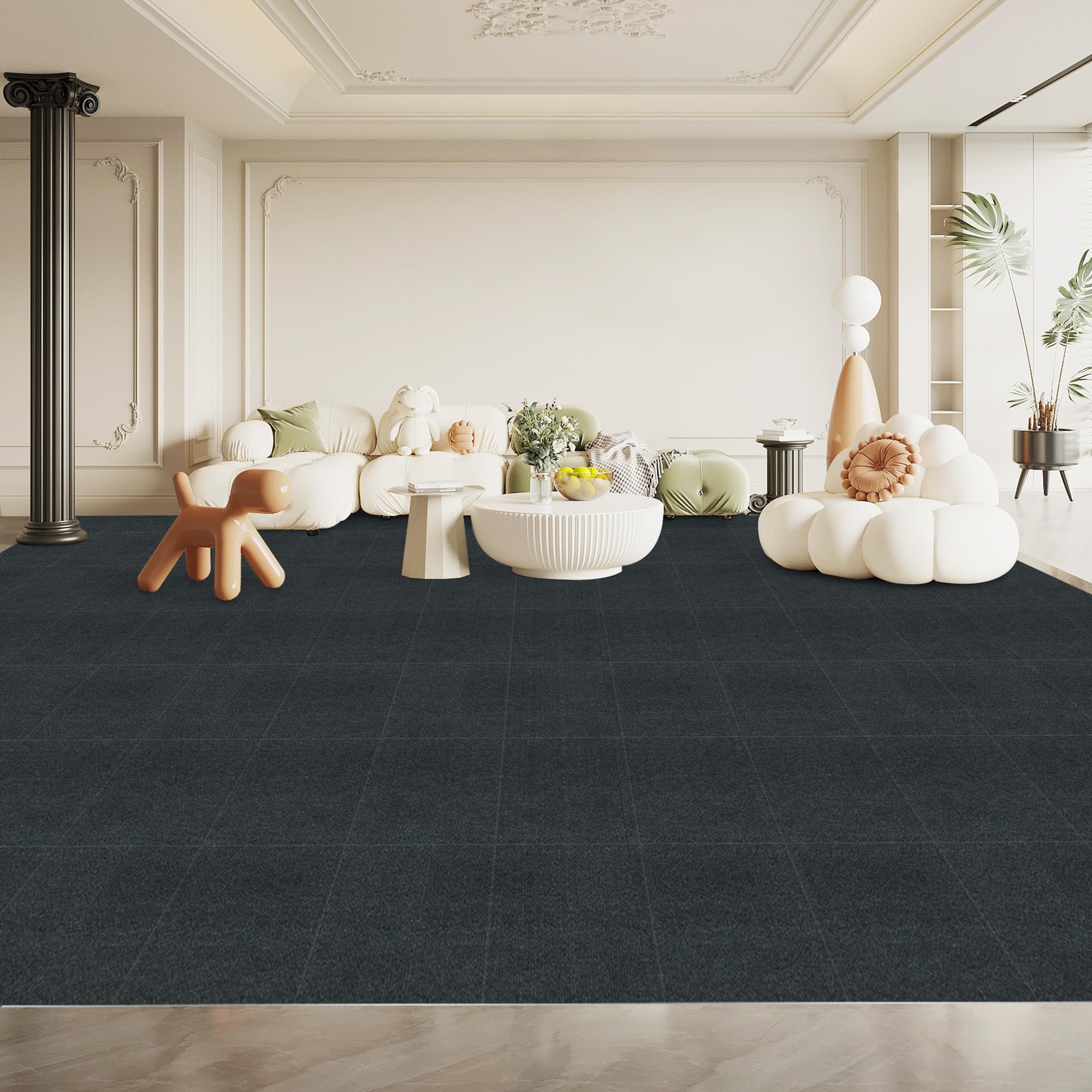 【.co.jp限定】大判 タイルカーペット ジョイントマット 30*30cm&20枚入 HAODEMI 吸着マット ペット 大判 床 子供 ペット 足音 タイルマット 床保護マット ペット用 設置簡単 ペット/高齢者の滑り止め対策 自由にカット可能 洗える