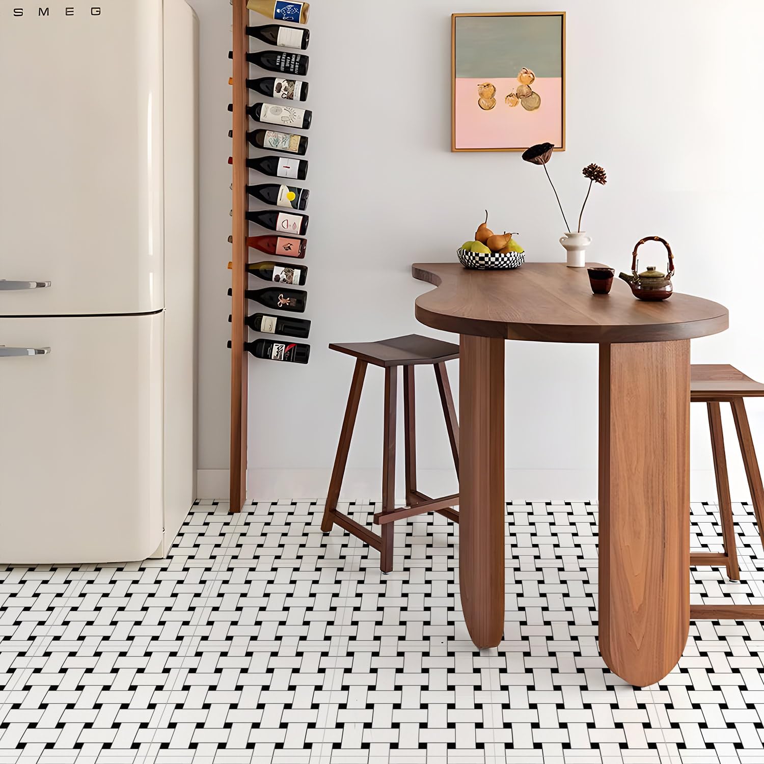 MORCART フロアタイル 貼るだけ フロアシート 置くだけ 床 リメイクシート DIY トイレ 浴室 玄関 キッチン 床張り替えシート フローリングシート 防水 滑り防止 剥がせる 賃貸OK (30*30cm*54枚 / 約3畳分, 編み込みパターン)