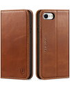 SHIELDON iPhone se 用ケース iPhone se3/se2 用 ケース iPhone8 ケース 手帳型 iphone 7 ケース 財布型 本革レザー カード収納 横置きスタンド機能 ソフトTPU素材 衝撃吸収 全面保護 iPhone se