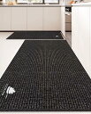 Bcrio キッチンマット 拭ける 洗濯いらず TPRマット 滑り止め 撥水 防汚 厚さ7mm クッション性のある お手入れ簡単 ずれにくい 台所マット(ブラック03,60*180)