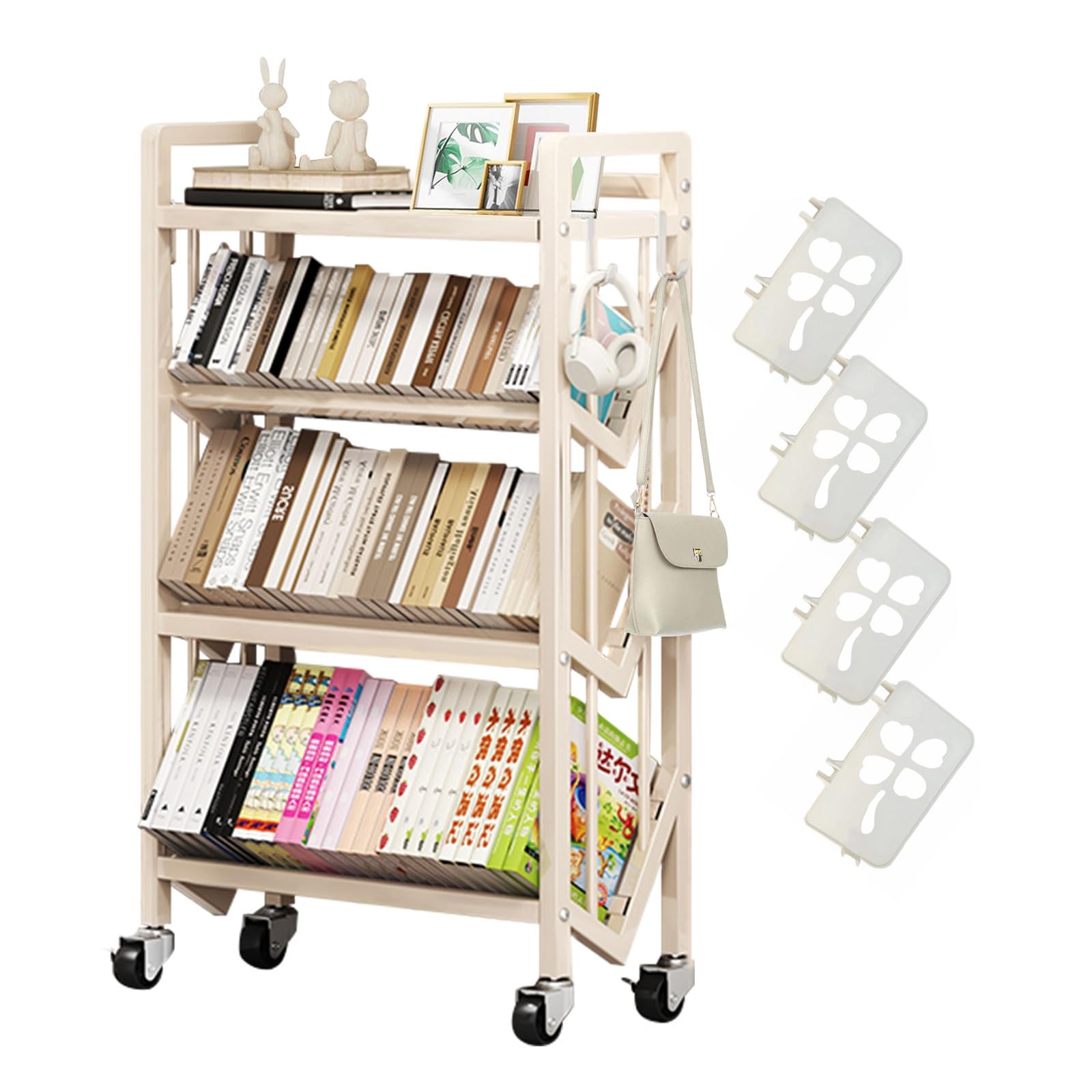 Fainyearn ファイルワゴン 4段 ファイルラック キャスター付き 本棚 デスクワゴン 書類棚 A4サイズ 仕..