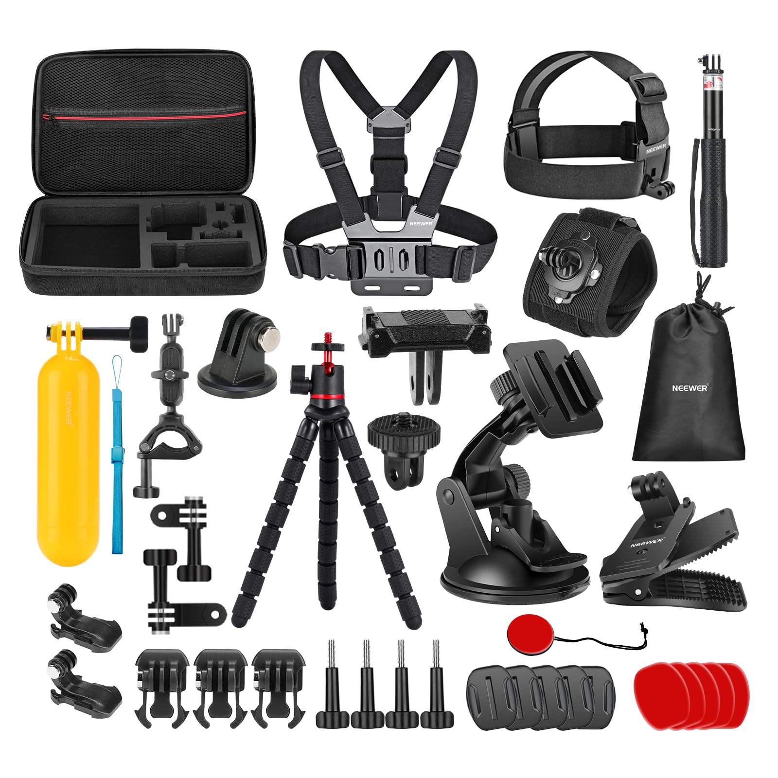 NEEWER 35 in 1 アクションカメラアクセサリーキット コンパチブル DJI Osmo Action 5 Pro 4 3 GoPro クイックリリース アダプターマウント ダイビング/・・ハイキング/・・バイク/・・マウンテンサイクリング/・・ス