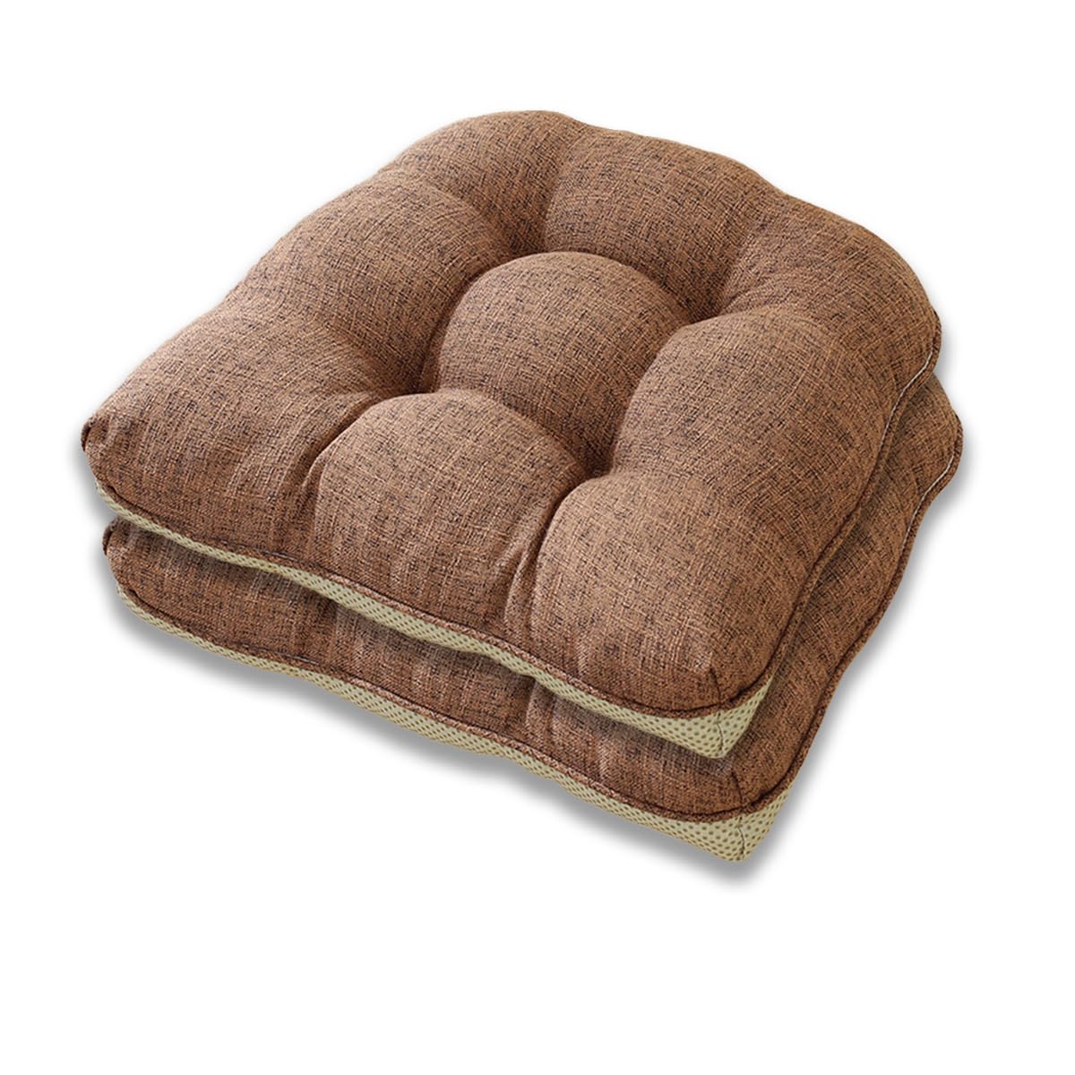 Aikenn 座布団 綿と麻 椅子用クッション チェアクッション フロアクッション 厚め 方形 高反発 無地 滑..