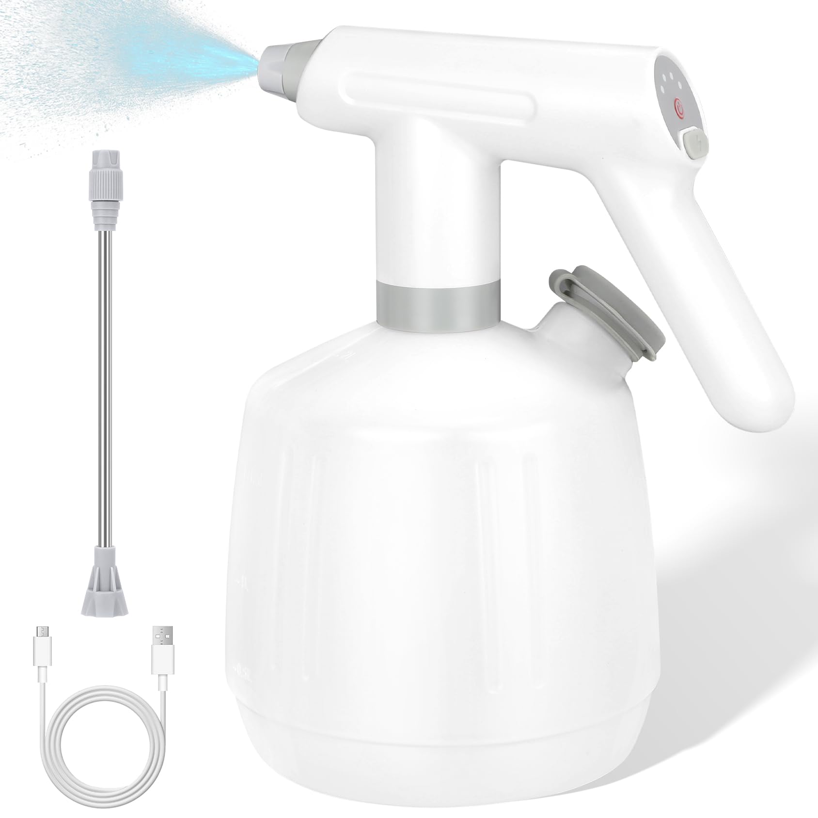 SANLIKE 電動じょうろ 噴霧器 電動スプレー 電動霧吹き 2L 大容量 延長ノズル 側面給水口 自動 Type-C..