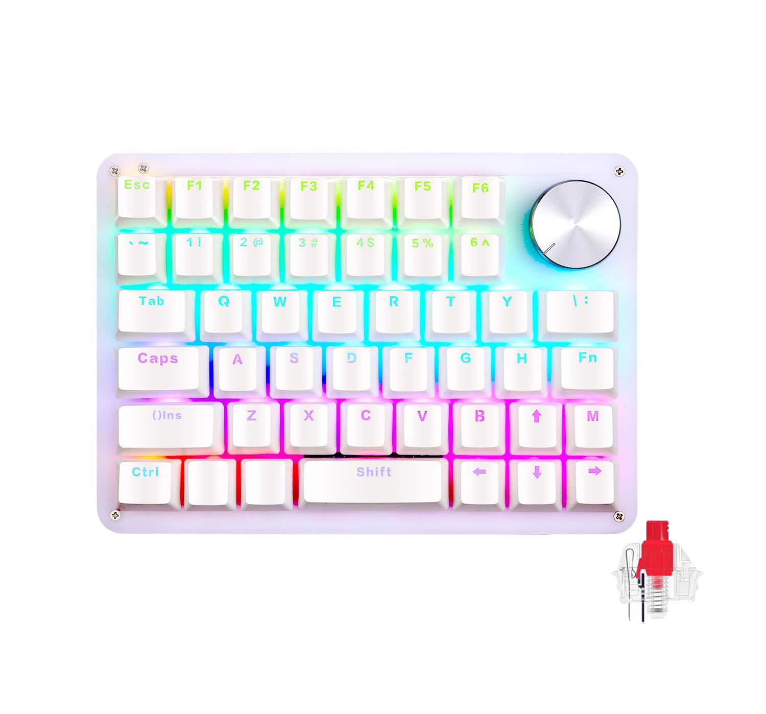 Rakuten - Koolertron 片手キーボード ノブ付け マクロキーボード 45キー 有線接続 左手デバイス 4レイヤー メカニカル プログラム可能 RGB バックライト カスタマイズ可能 ミニ ショットカットキー 小型 ポータブル Windows/MAC対応 ゲー