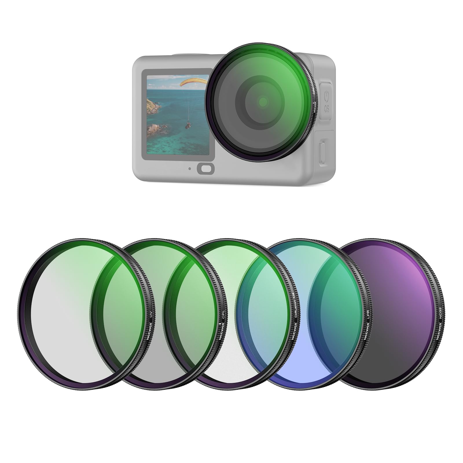 NEEWER �ե��륿�����å� Osmo Action 6�б� 5������ CPL+ND32+UV+LPR+�֥�å��Ȼ�1/4 �ޥ�������� HD���إ��饹 ����...