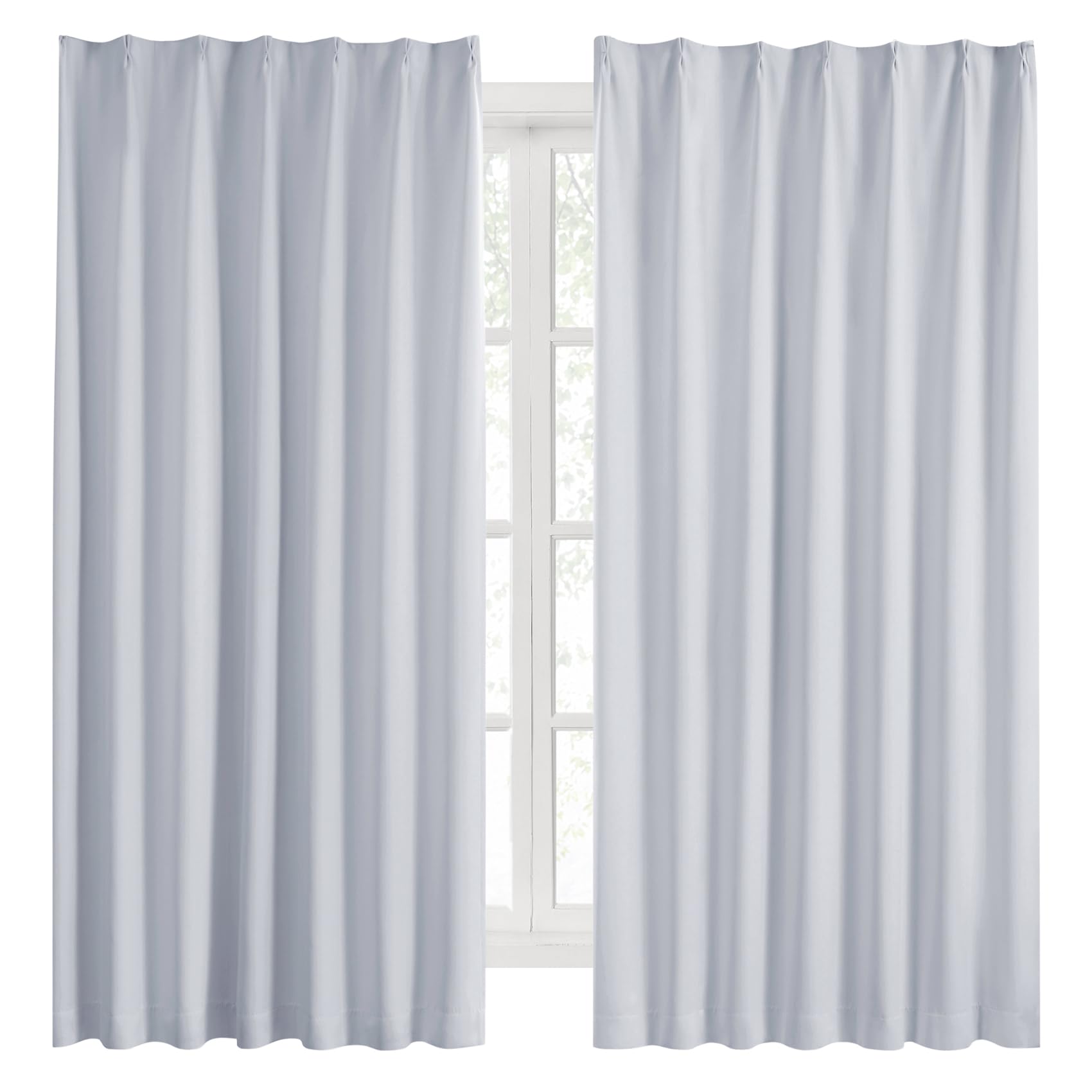 Hansleep カーテン 1級遮光 2枚組 幅100cm丈220cm アイスグレー 断熱 防寒 防音 省エネ 厚手 無地 おしゃれ 洗える リビング用 (アイスグレー, 幅100cm×丈220cm)