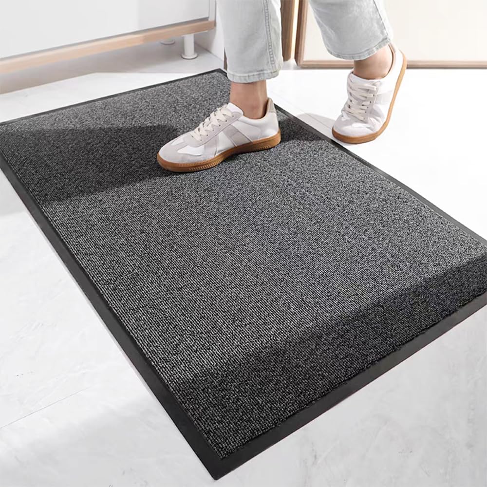 [Bcrio] 玄関マット 屋外 室内 滑り止め 業務用 家庭用 速乾 マット シンプル 泥落とし 洗える ドアマット（グレー120*150）