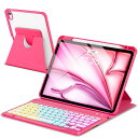 EAMPANG JIS日本語配列 iPad Air 11インチ M3 2025/M2 2024/Air 10.9インチ第6/5/4世代 キーボード付きケース, 7色レインボーバックライト Type-C充電 脱着式 スマート 多機能 ワイヤレス キーボード
