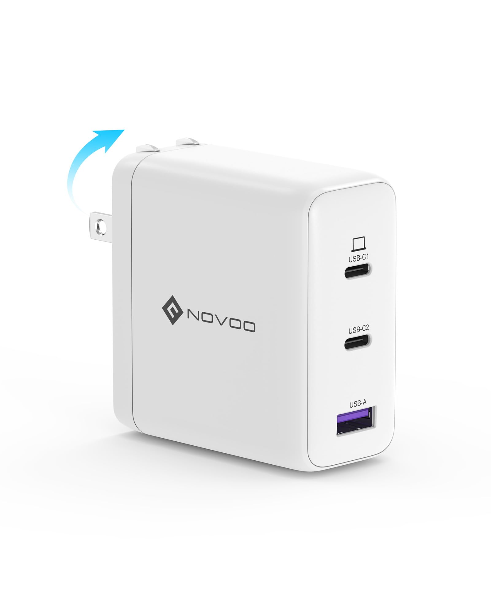 NOVOO 120W USB-C 急速充電器【業界最薄 超軽量 3台同時充電合計最大120W 2台同時充電合計最大60W GaN III技術】PD3.0/QC3.0/PPS/SCP/PSE認証/折畳式プラグ/安全低温 PD 100W 充電器 type-c