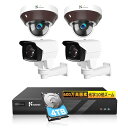 【光学10倍ズーム防犯カメラ】KEOYEE 600万画素 POE防犯カメラセット 360°全方位監視・4TB・PTZ首振り動体検知 監視カメラ 4台セット H.265・録音・録画・暗視・IP66防水防塵・遠隔監視・AI人体検出 Onvif対応 屋内/屋外