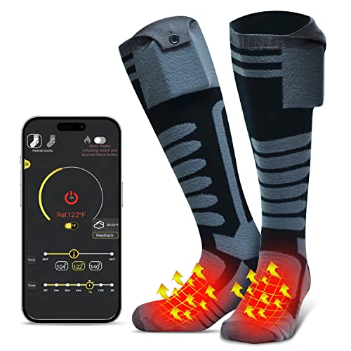 [KLIFE] 電熱ソックス 電熱靴下 5000mAhバッテリー2個付 アプリで温度制御 35?70℃無段階温度調節 暖房..