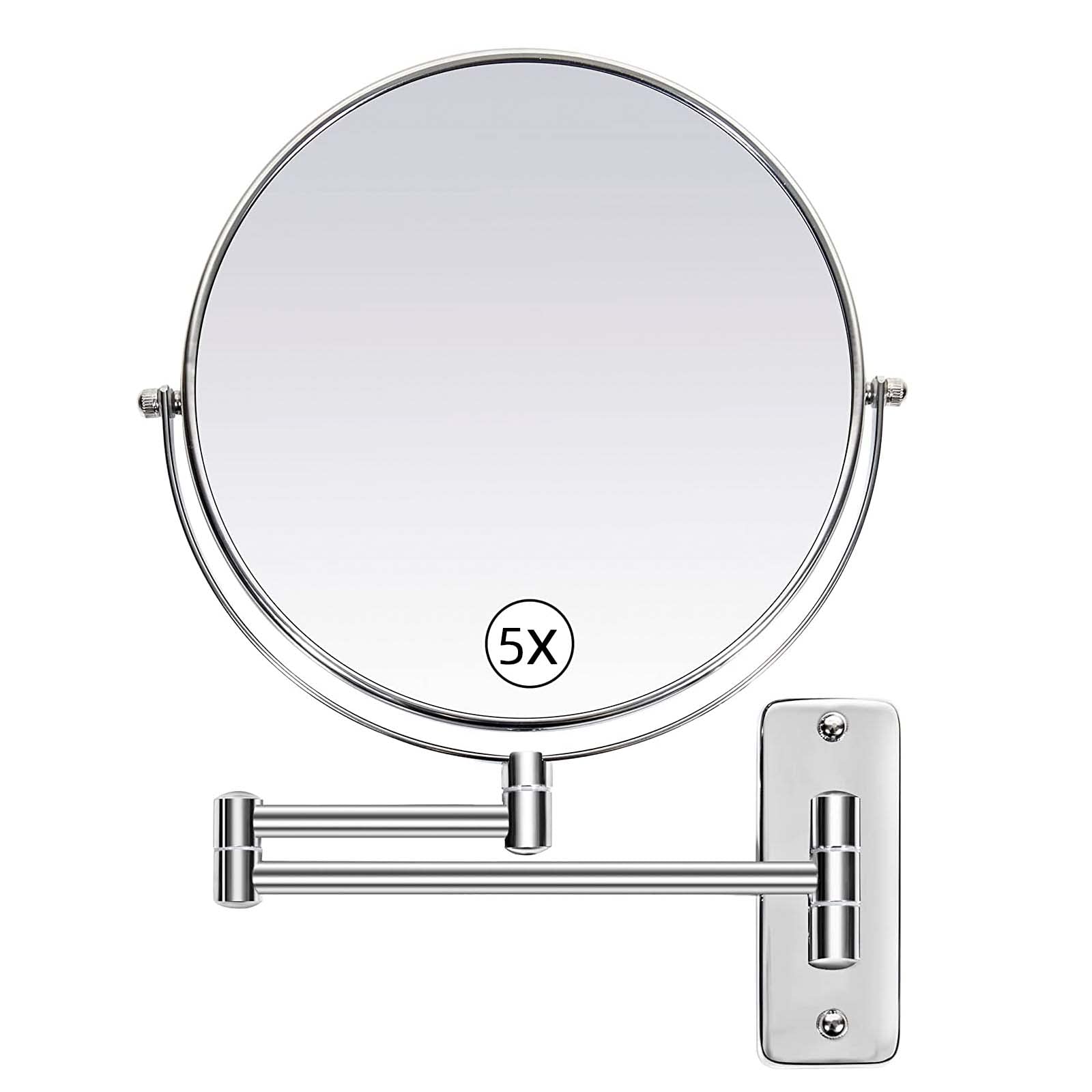 ARREBOL ( アレボル)壁付けミラー 8インチ等倍&5倍 両面鏡 壁付けミラー 化粧鏡 5倍拡大鏡 真実の鏡 ホテル ミラー アームミラー メイク 伸縮可...