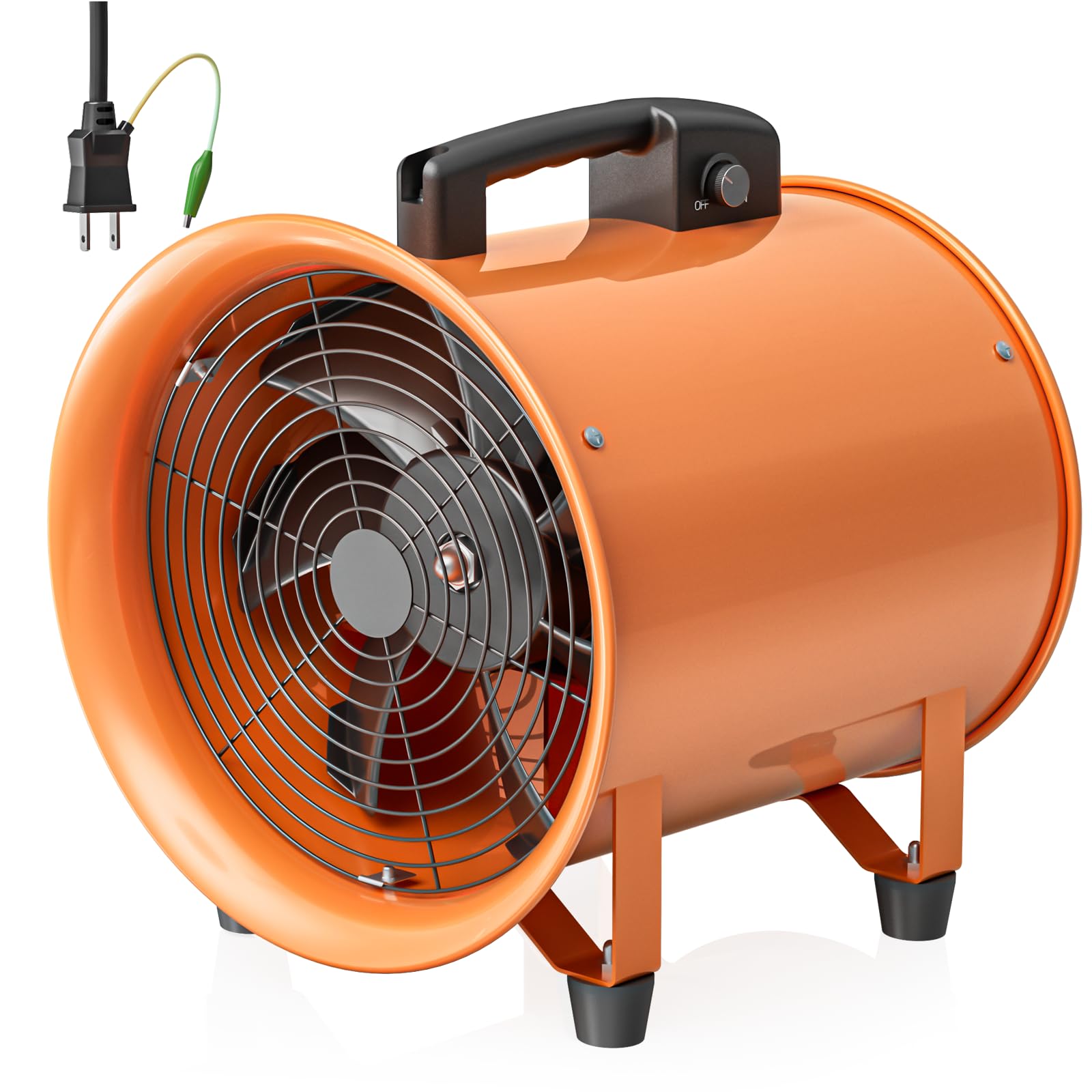 Okryain 換気扇 250mm 金属製 ダクトファン ポータブル送風機 業務用換気扇 大風量 工場/作業所/倉庫排気用 (SZ250-単品)