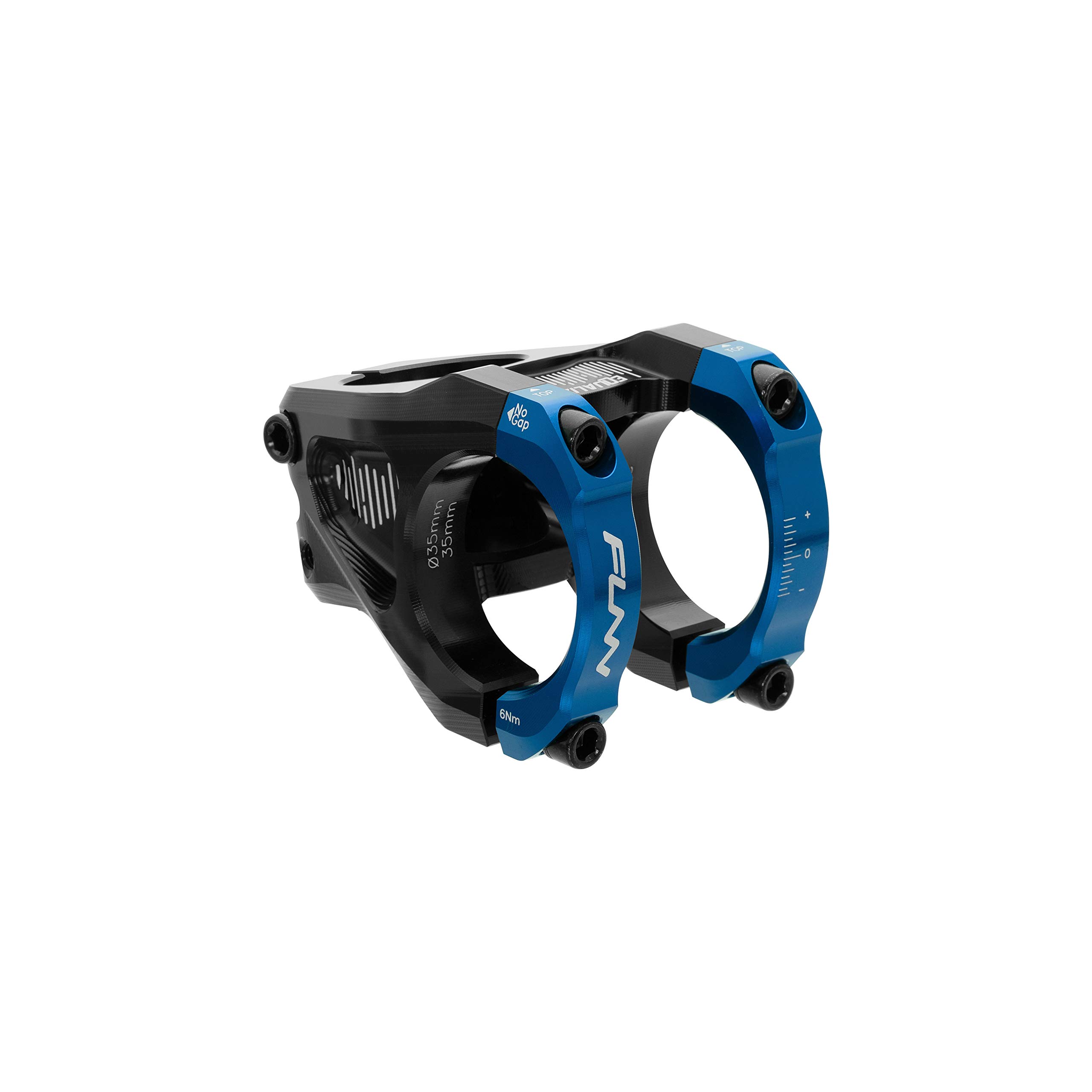 Funn イコライザー 自転車ステム 10mmドロップまたはライズ 35mmバークランプ (長さ50mm、ブルー)