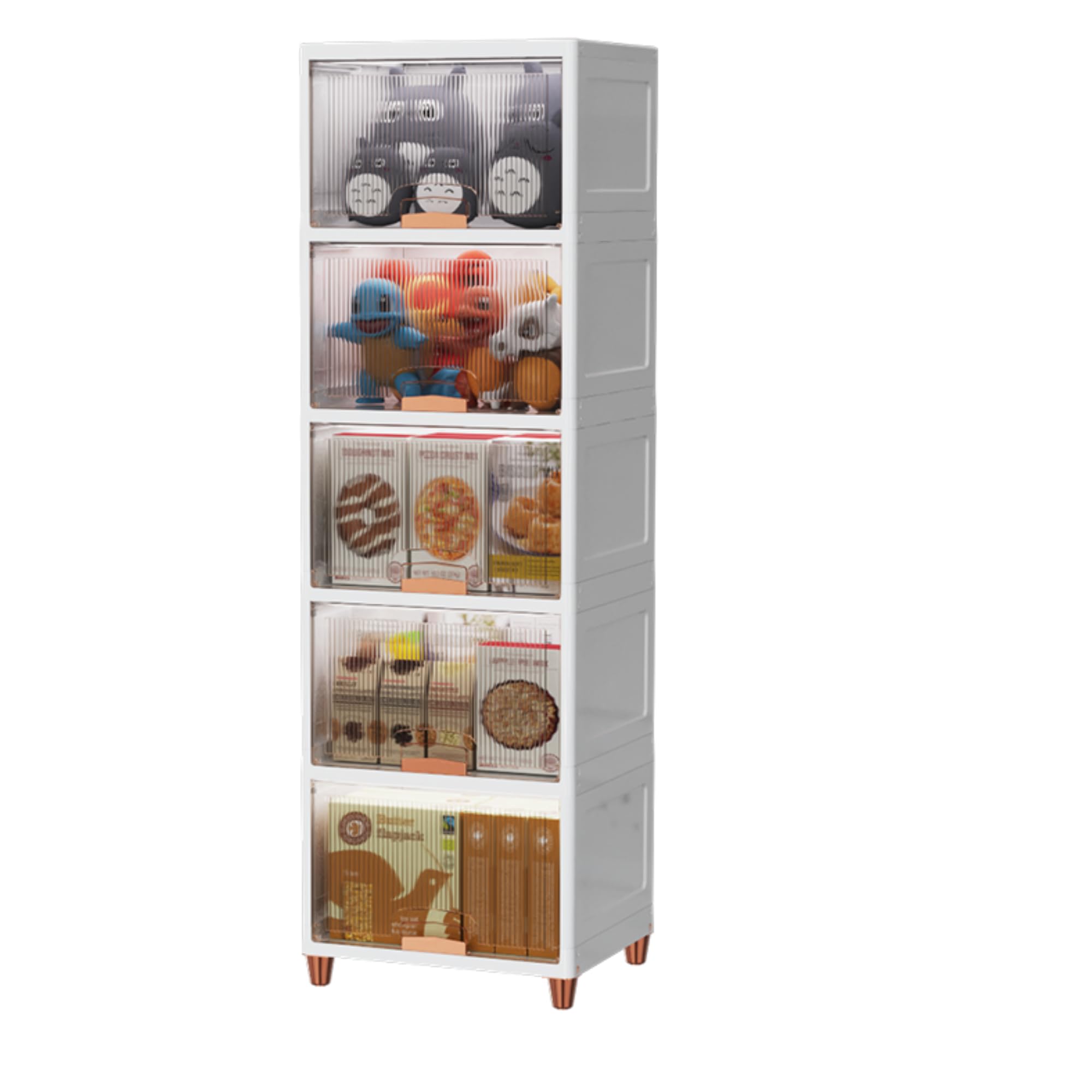 オーエスジェイ(OSJ) 5段 即納 収納ボックス 前開き コンテナ ボックス 大型 クリアボックス 収納ケース 蓋付き 積み重ね 衣類 布団 小物 折り畳み プラスチック 取っ手付き おしゃれ 防塵 透明 強い耐荷重 大容量