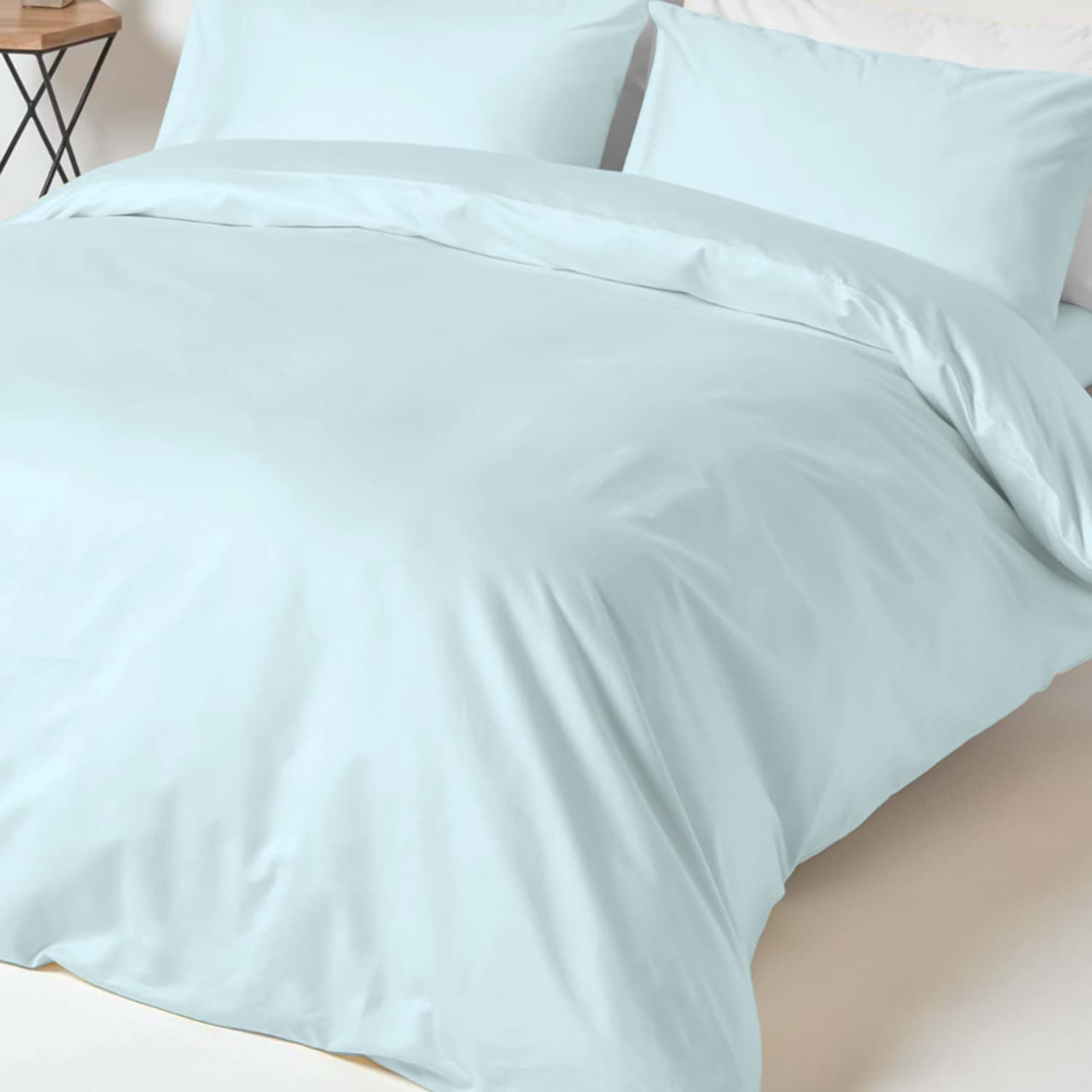 Pizuna (ピズナ) 100%コットン製 高級シングル掛け布団カバー2点セット - 400スレッドカウントのホテル品質 掛け布団カバー1枚 (150cmx210cm) + 枕カバー1枚 (43cmx63cm) ロングステープルコットンサテン織り、洗濯機