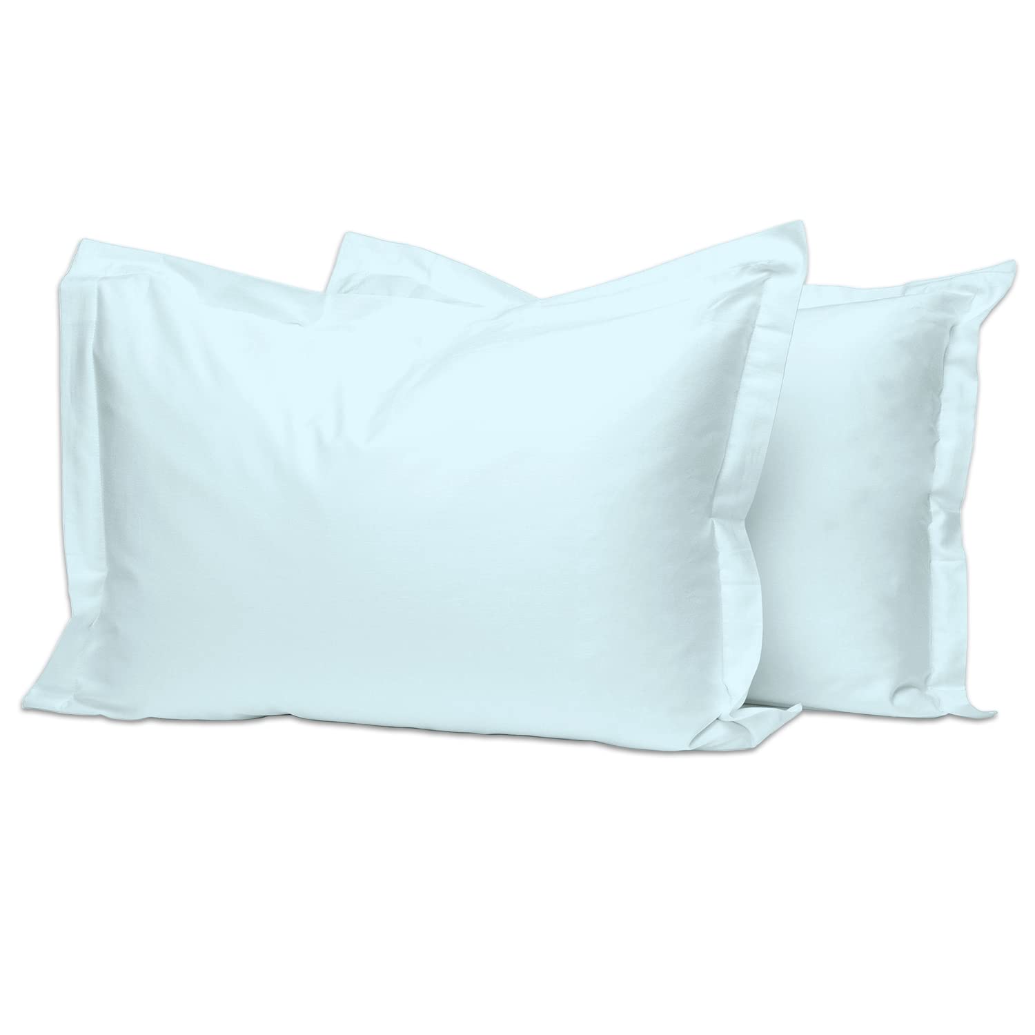 Pizuna コットン枕カバー400スレッドカウント 梳毛ロングステープル綿100％サテン織り 通気性 洗濯機で洗える枕カバー2ピース 50x75cm (ベイビーブルー)