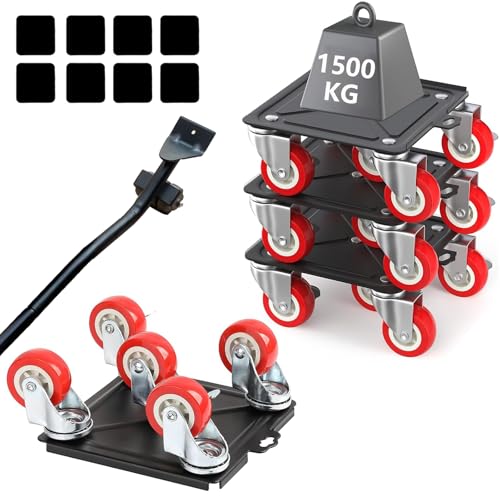 timiland 家具移動 【赤 5輪 特大 耐荷重1500KG 】360度回転 家具移動ツール らくらくヘルパー 家具 移..