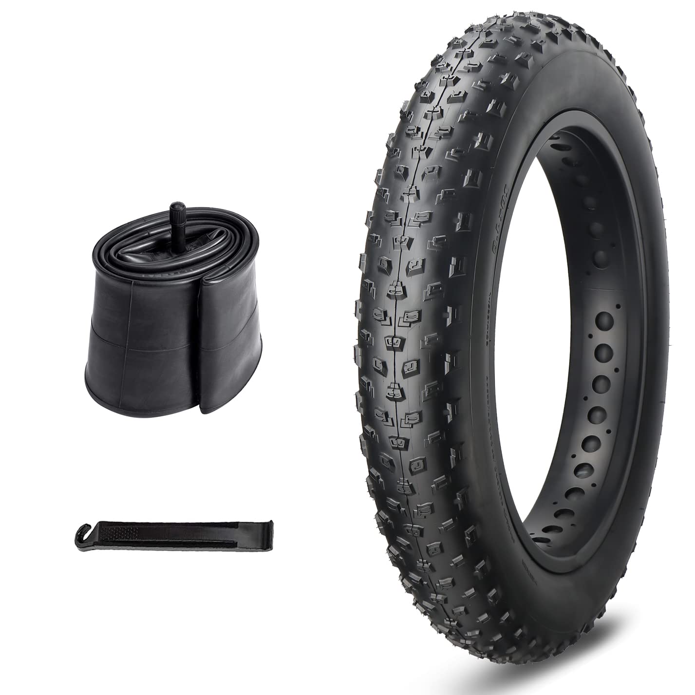 MOHEGIA 1本セット ファットタイヤ: 26x4.0インチ 組み合わせセット - 折り畳み式交換用 MTB自転車タイヤ、チューブ、タイヤレバー - 雪道/山地/電動自転車/三輪車に対応